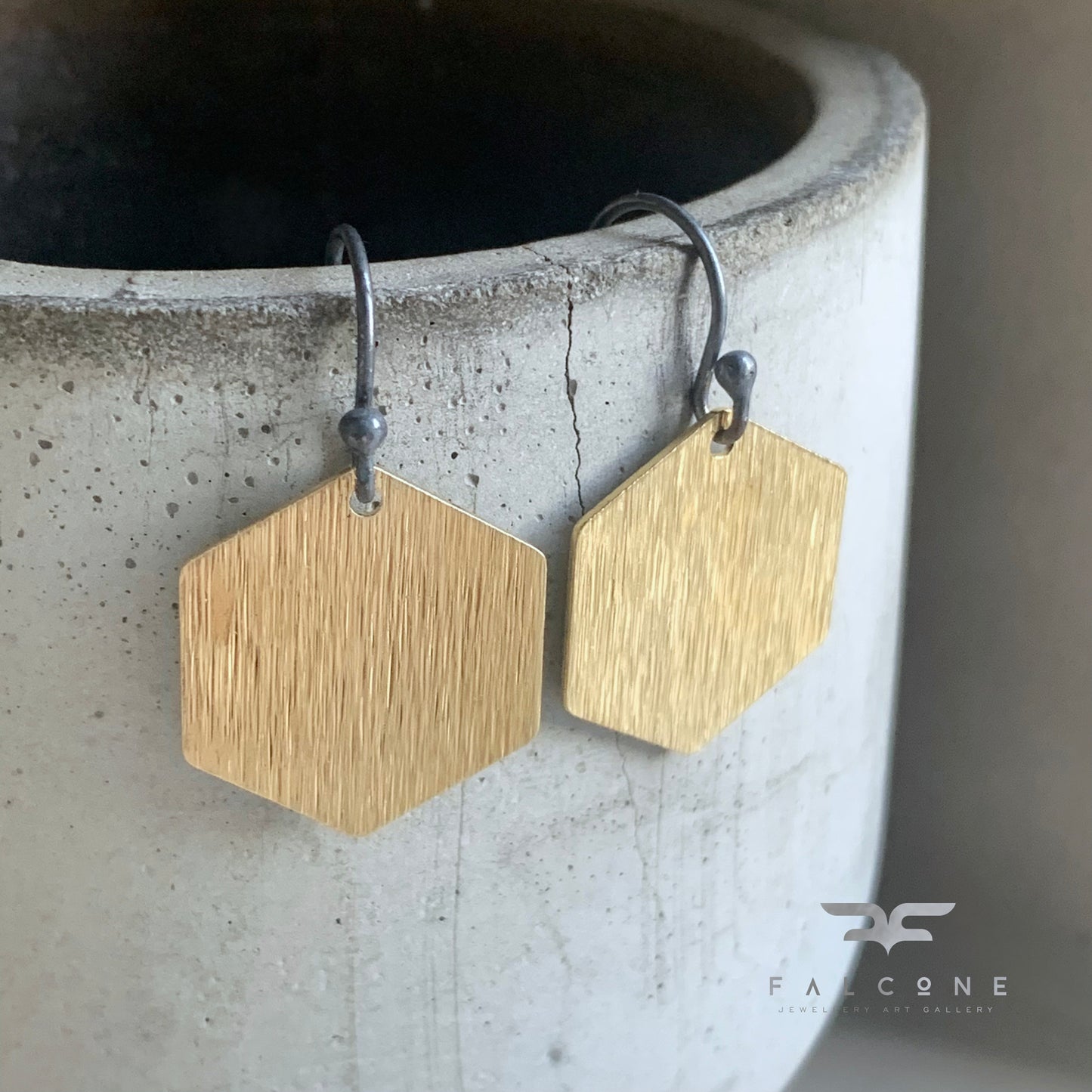Geometric Brass and Silver Earrings 'Honey – Silver & Brass'