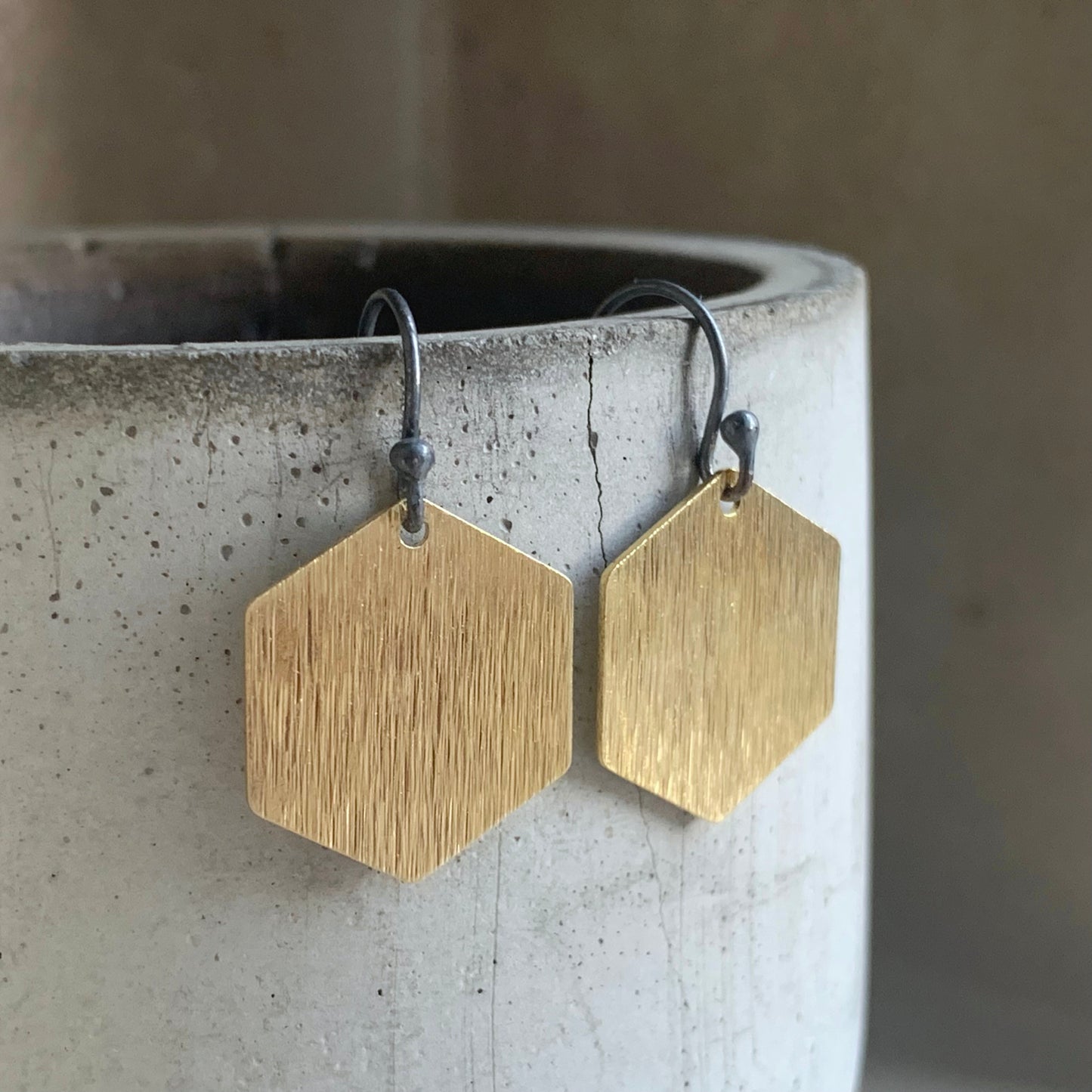 Geometric Brass and Silver Earrings 'Honey – Silver & Brass'