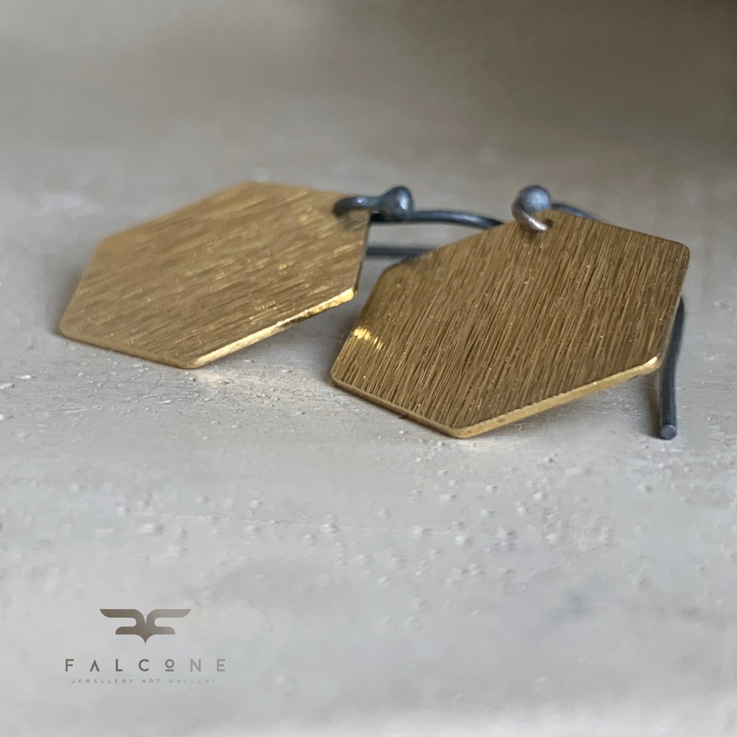 Geometric Brass and Silver Earrings 'Honey – Silver & Brass'