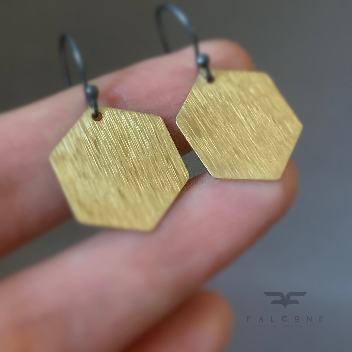Gemstone Bracelet & Geometric Earrings Set 'Honey – Jadeite, Brass & Silver'