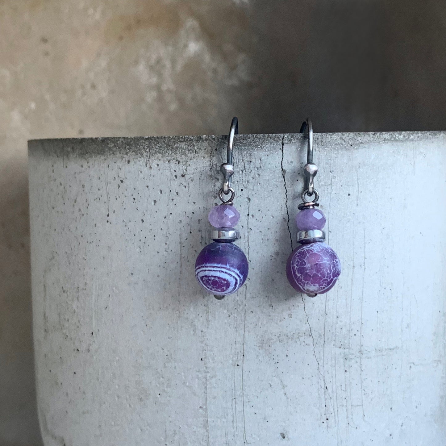 Sterling Silver Earrings with Gemstones 'Stormy Violets'