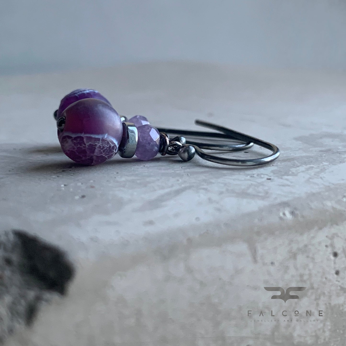 Sterling Silver Earrings with Gemstones 'Stormy Violets'