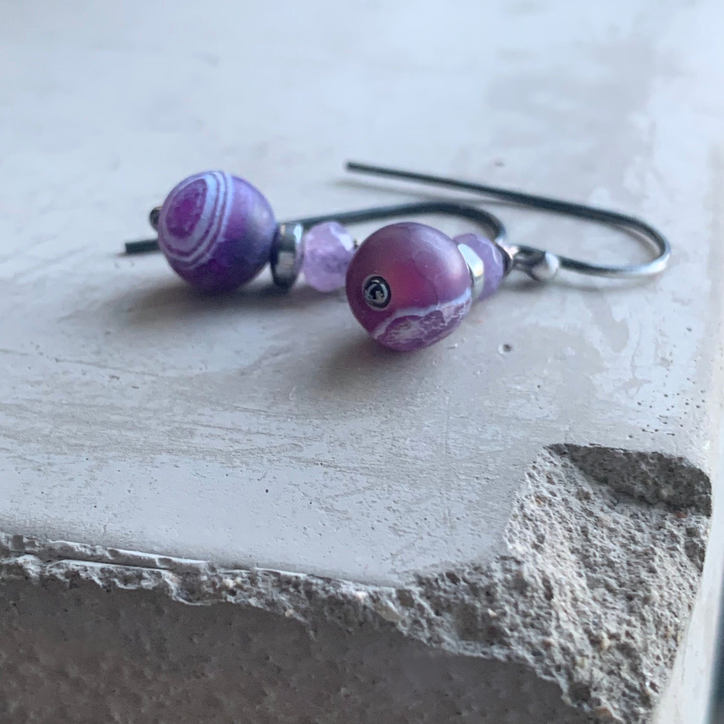 Sterling Silver Earrings with Gemstones 'Stormy Violets'