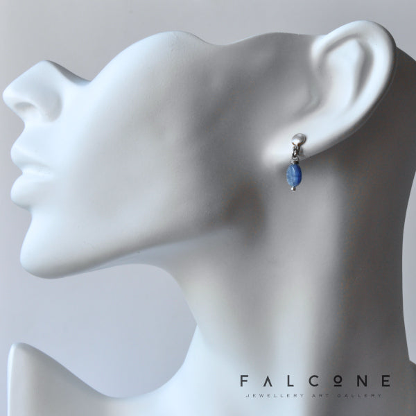 Stud earrings of silver & blue kyanite 'Kyanite Tinkers'