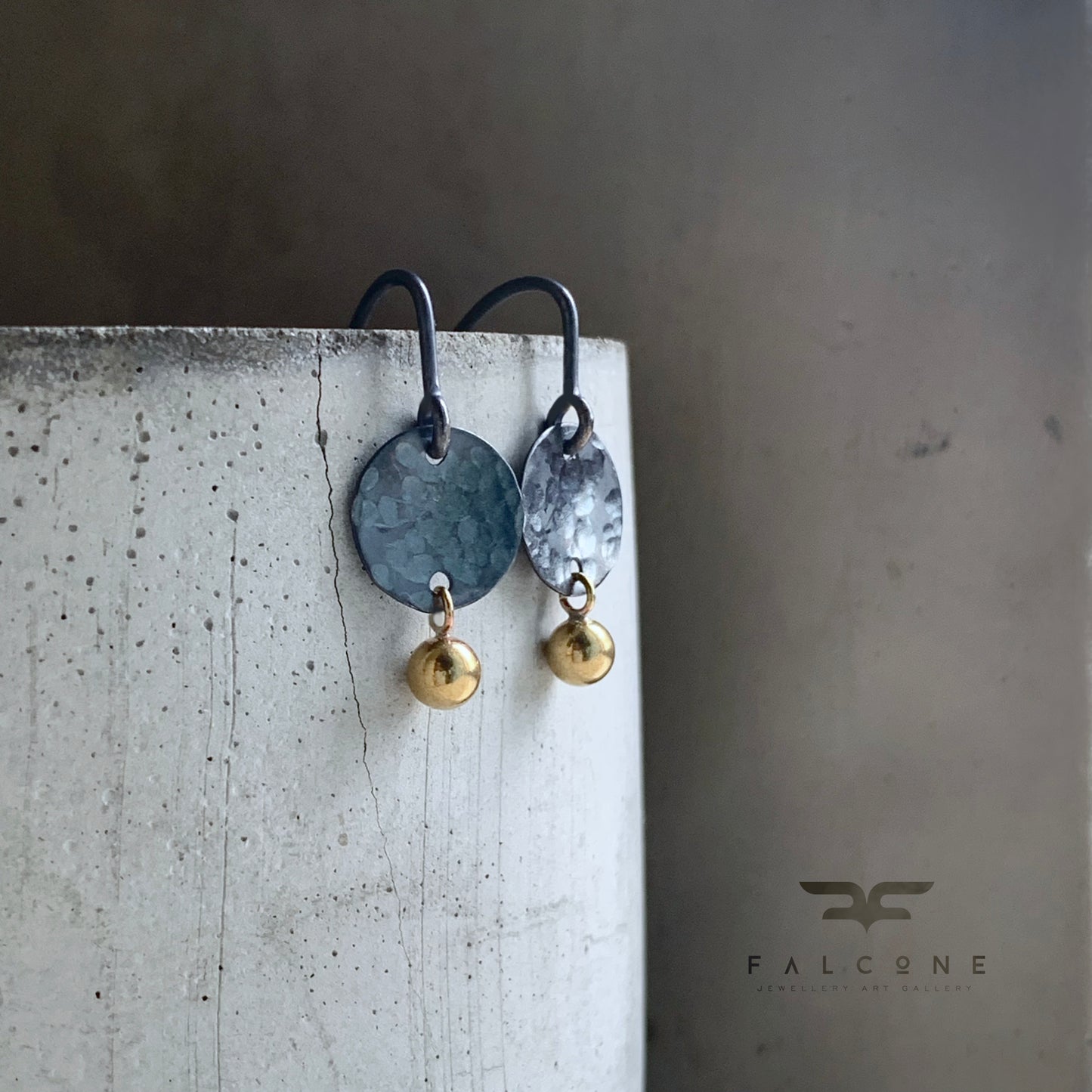 Earrings in brass and silver 'Golden Brass Accent'