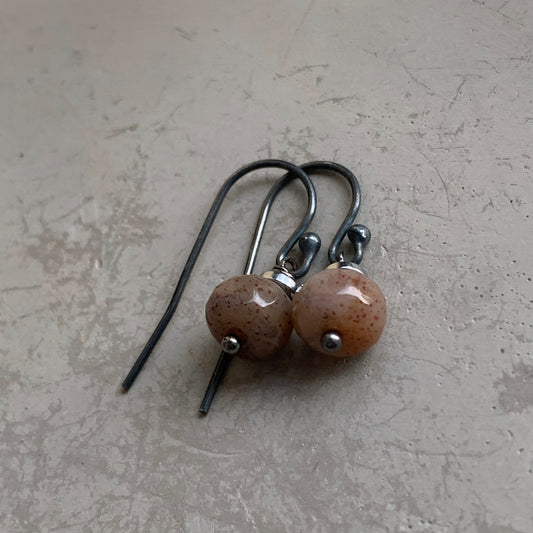 Silver and Agate Earrings 'Quails'