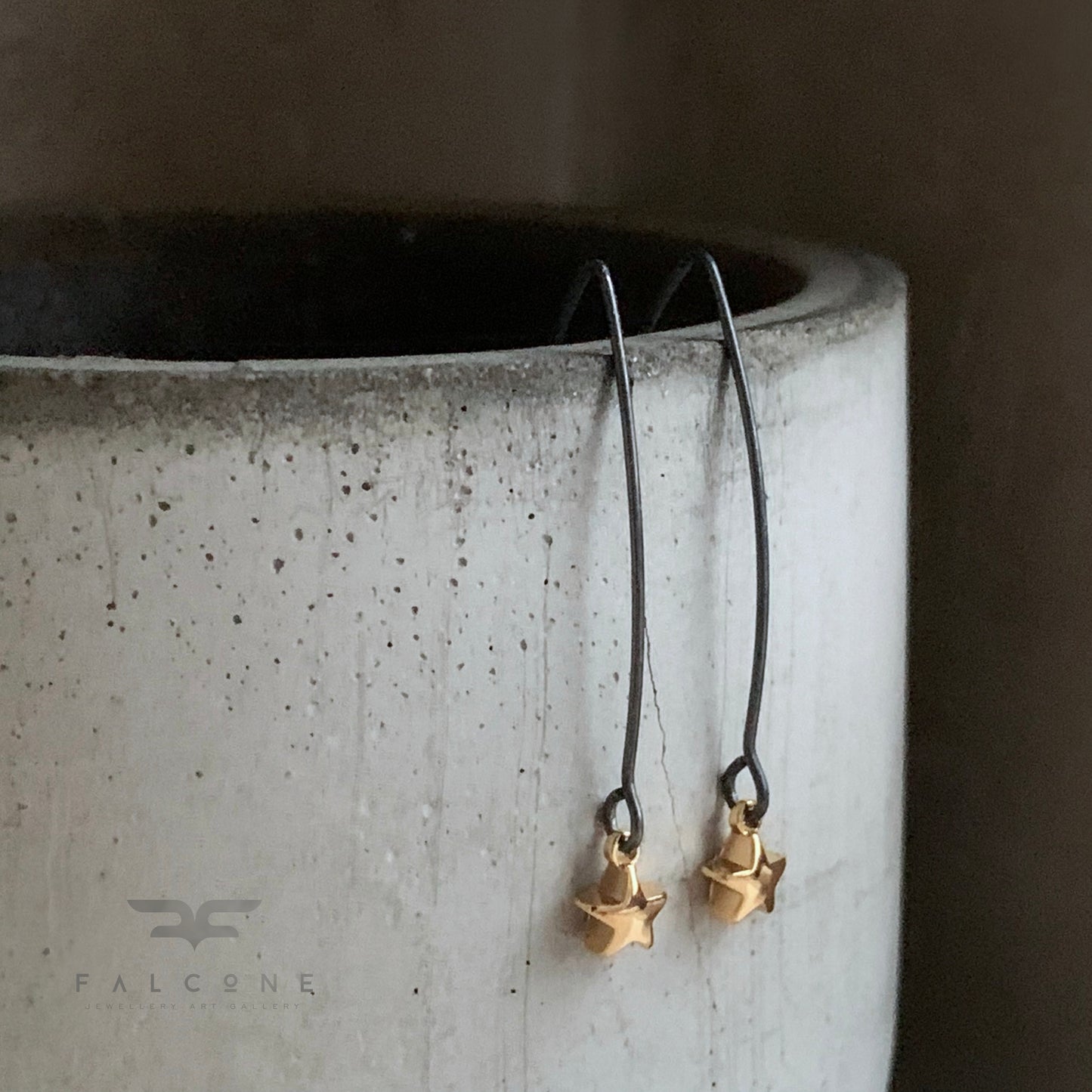 Gold-Plated Brass & Silver Earrings 'Golden Star - Wish'