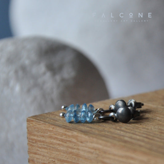 Silver stud earrings with natural topaz 'Blue Topaz'