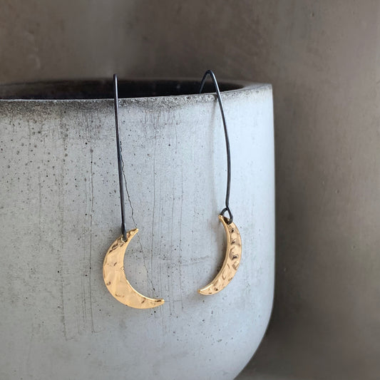 Gold-Plated Brass & Silver Earrings 'Before The Full Moon'