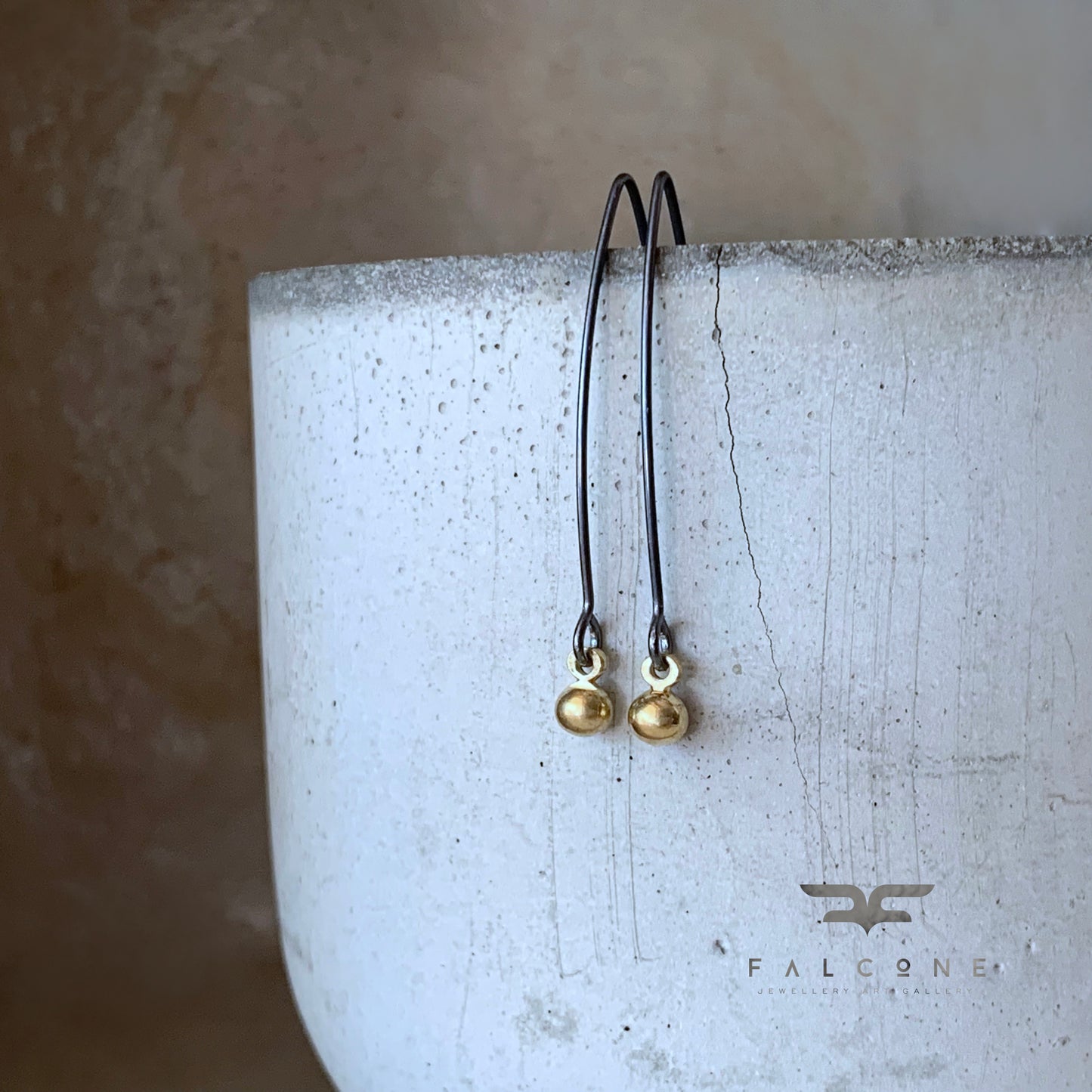 Earrings made of brass & silver 'Golden Dew - Small Beads'