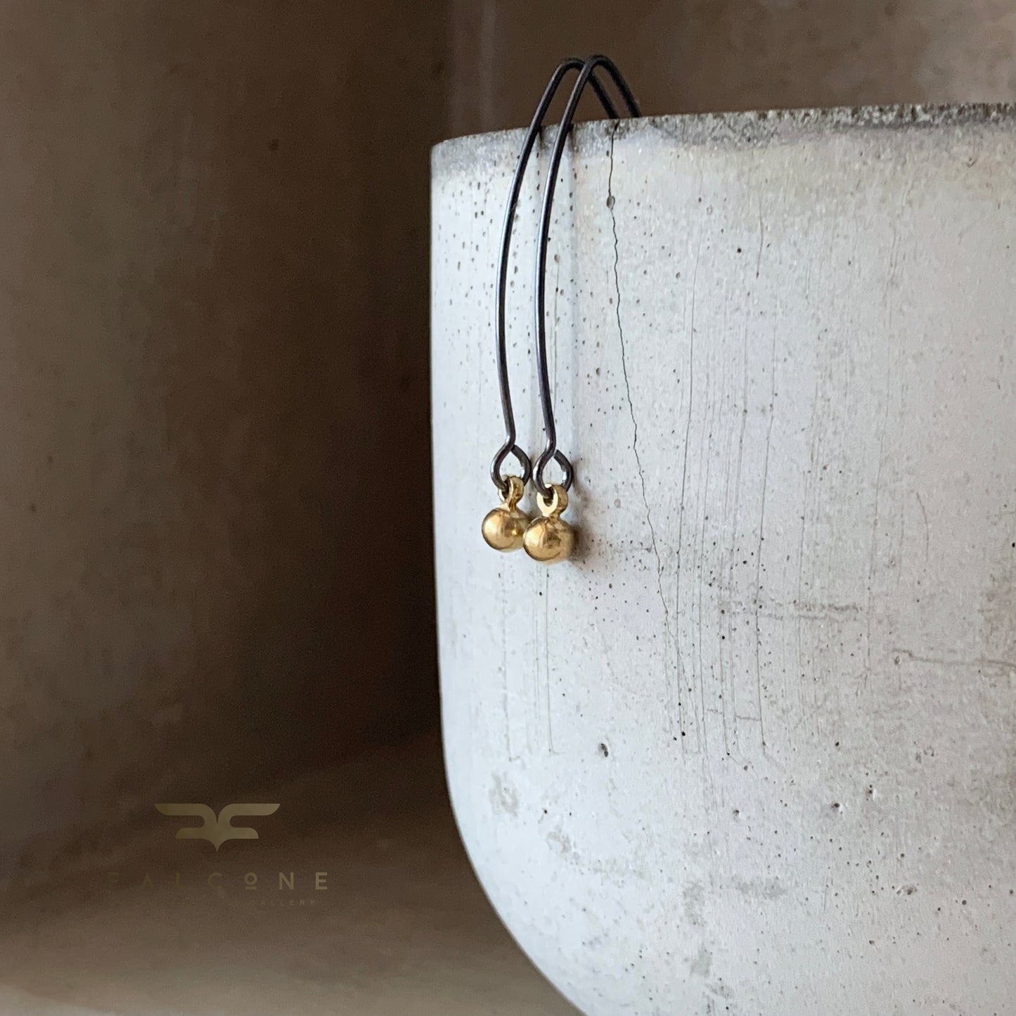 Earrings made of brass & silver 'Golden Dew - Small Beads'