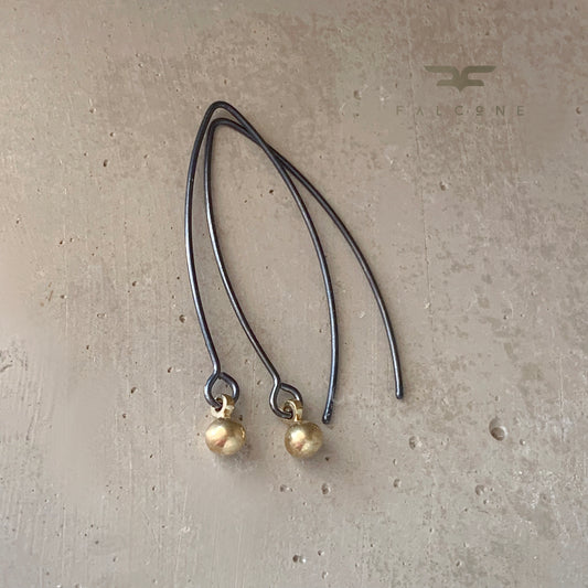 Earrings made of brass & silver 'Golden Dew - Small Beads'