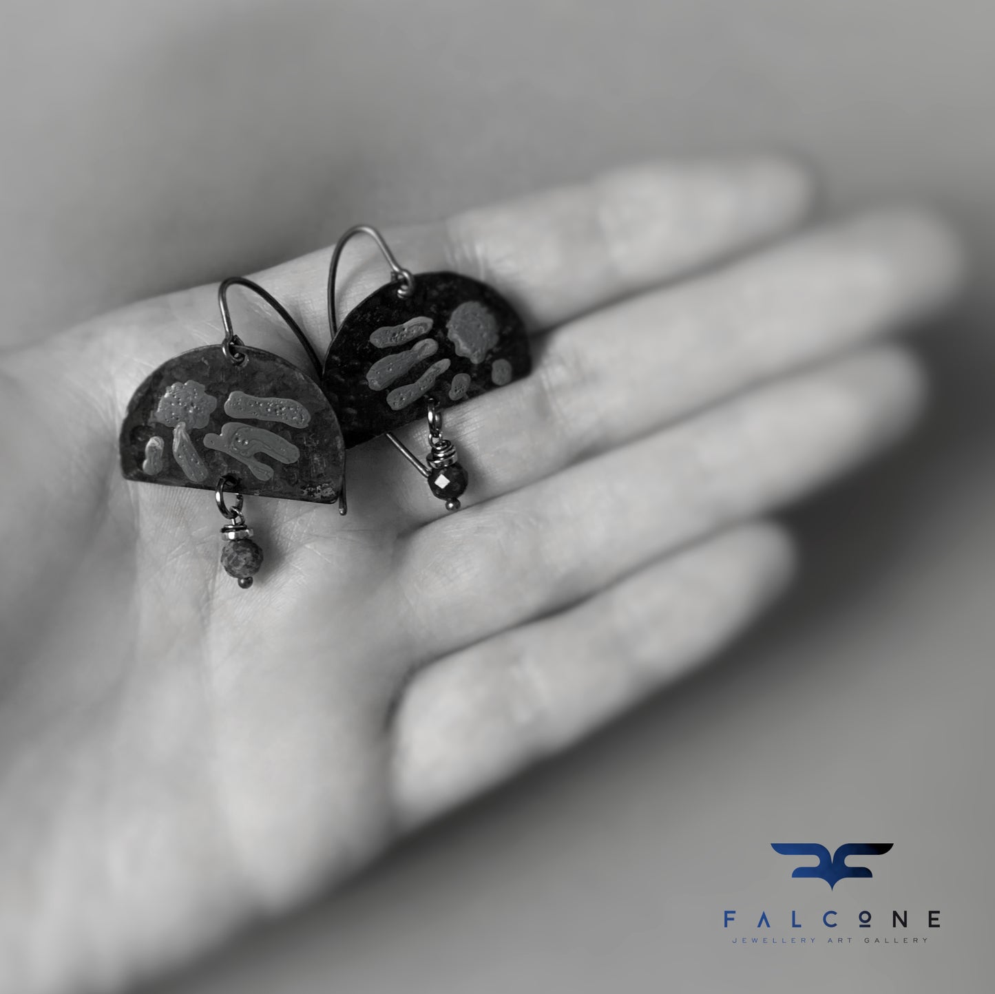 Brass and Mineral Earrings 'Exotic Flowers & Lapis Lazuli'