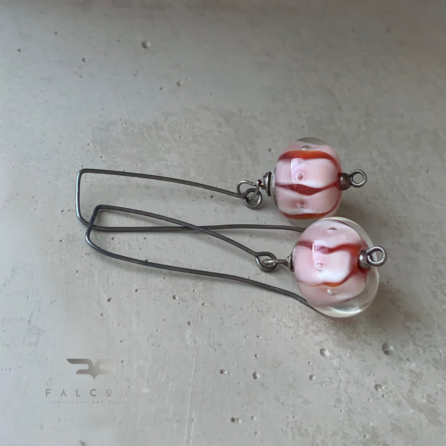 Silver earrings with glass rondelles in powder pink 'Candy Shop'