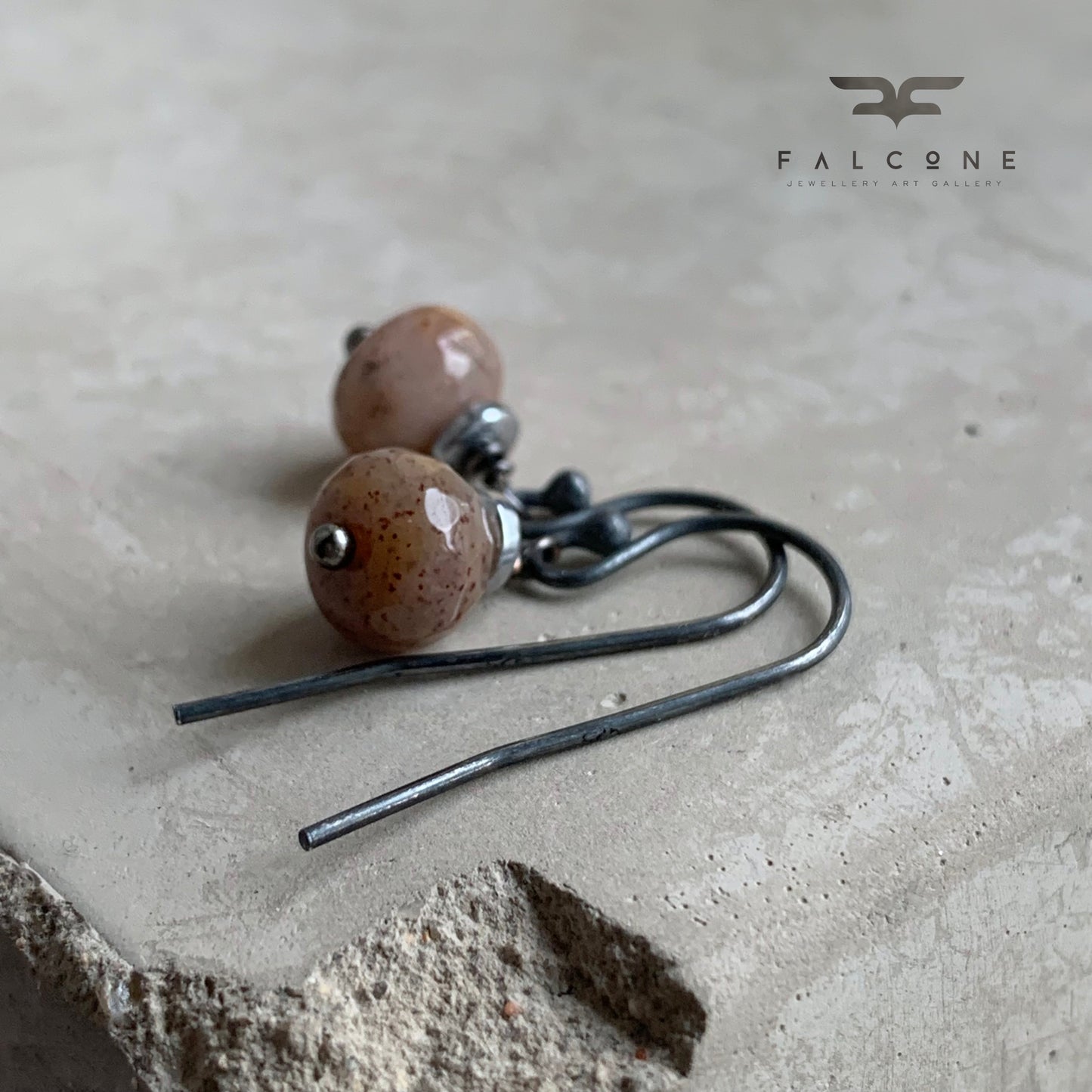 Silver and Agate Earrings 'Quails'