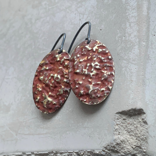 Brass & Sterling Silver Earrings 'Marsala & Gold Dust'