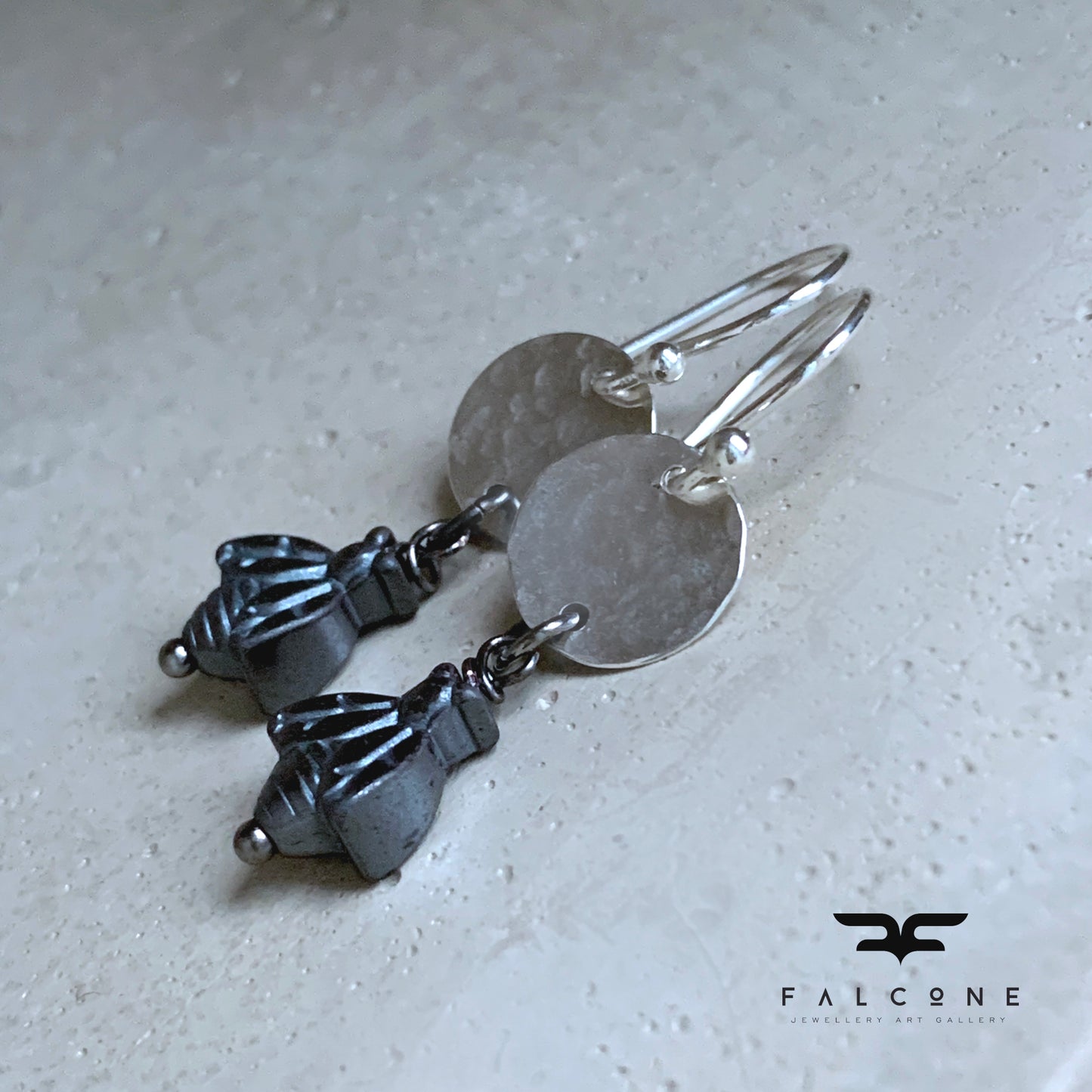 Pendientes de Hematita y Plata 'Moscas'