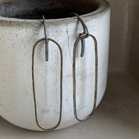 Brass and Sterling Silver Earrings ‘Circle Deconstruction - Dark’