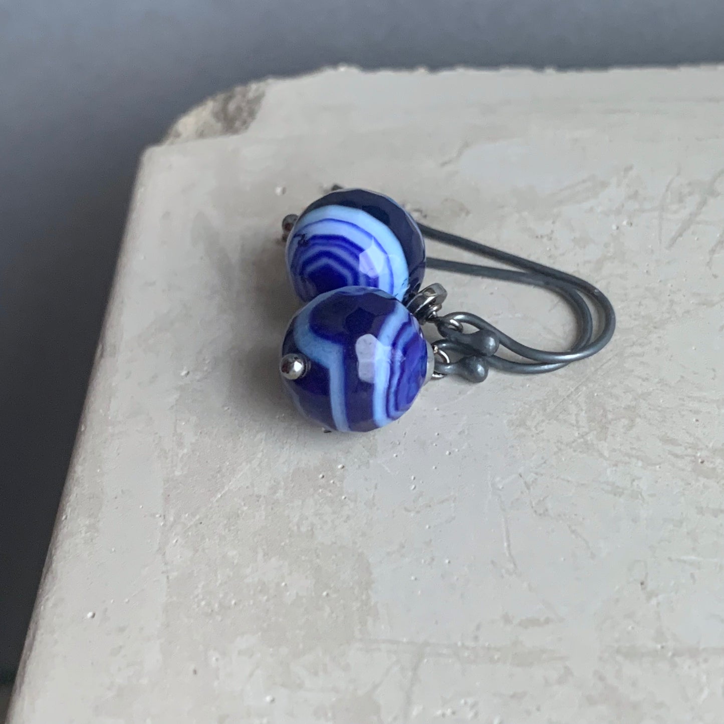 Agate and Sterling Silver Earrings 'From the Inkwell'