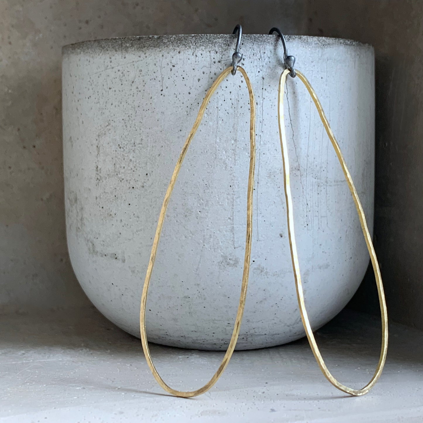Brass and Silver Earrings 'Irregular Long'