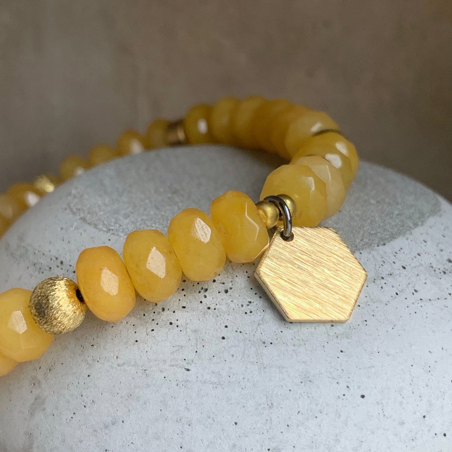 Gemstone and Brass Bracelet 'Honey – Jadeite & Brass'