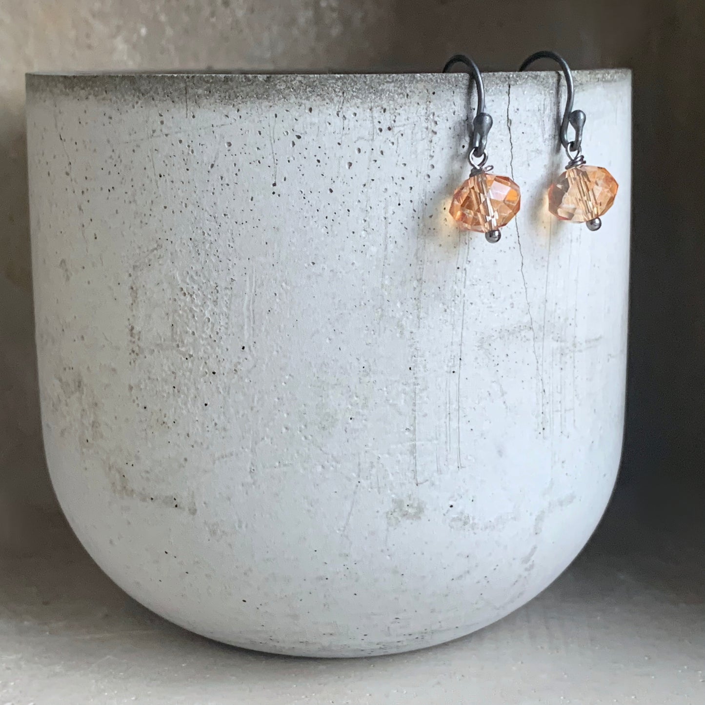 Sterling Silver and Glass Earrings 'Warm Lanterns'