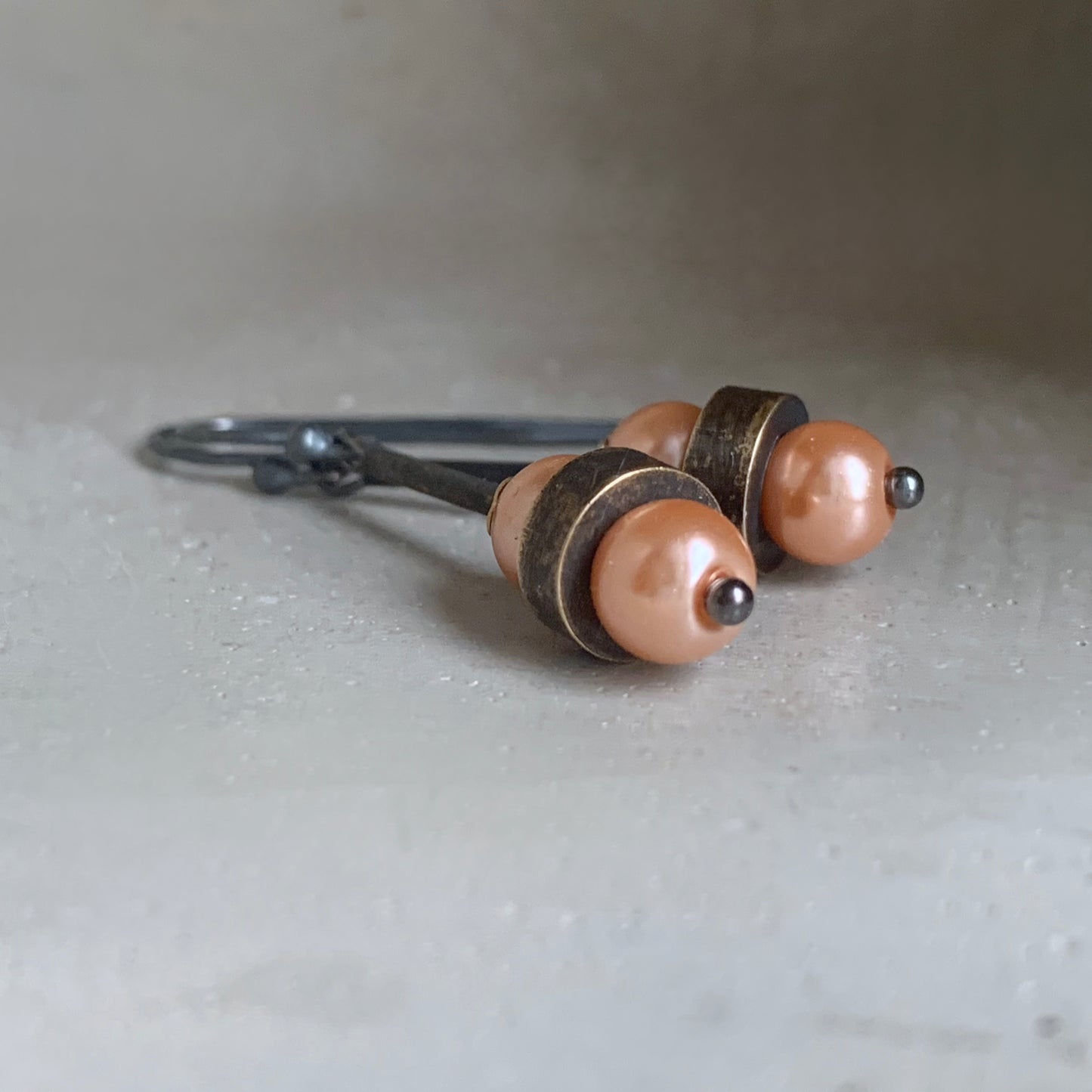 Brass, Glass and Silver Earrings 'Caramel Latte'