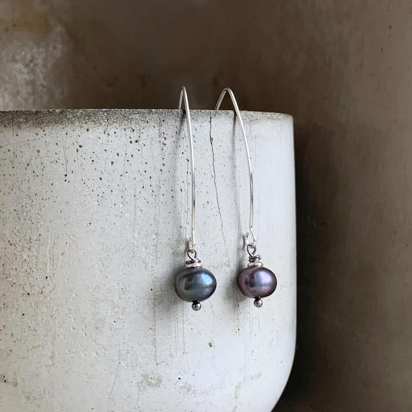 Pendientes con perlas naturales de agua dulce y plata de ley 'Perlas Negras'