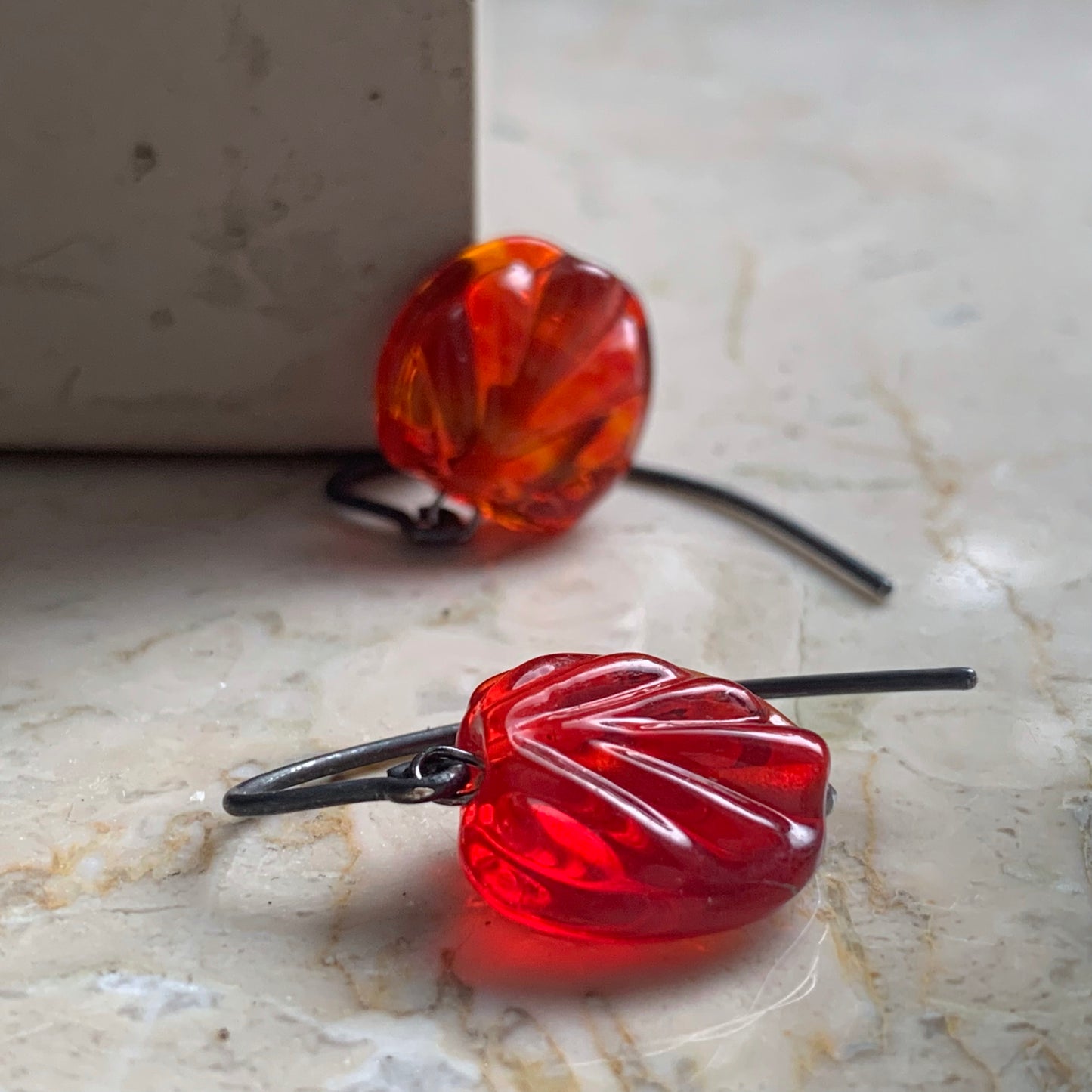 Pendientes de vidrio y plata ‘Cristal Rojo’