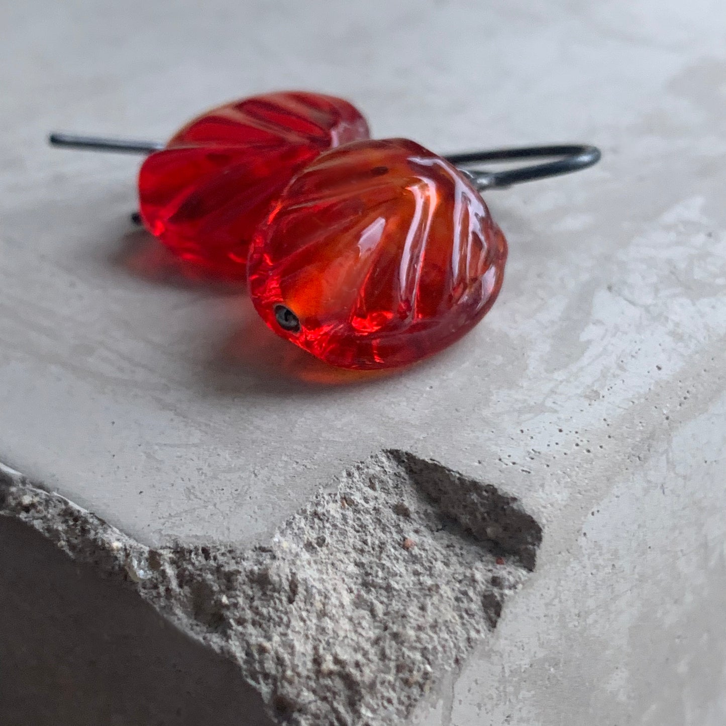 Pendientes de vidrio y plata ‘Cristal Rojo’