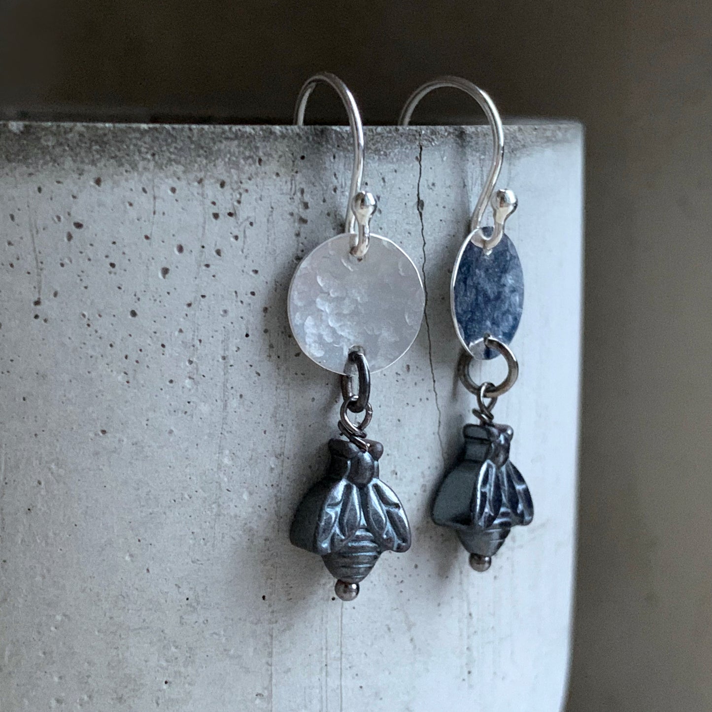 Pendientes de Hematita y Plata 'Moscas'