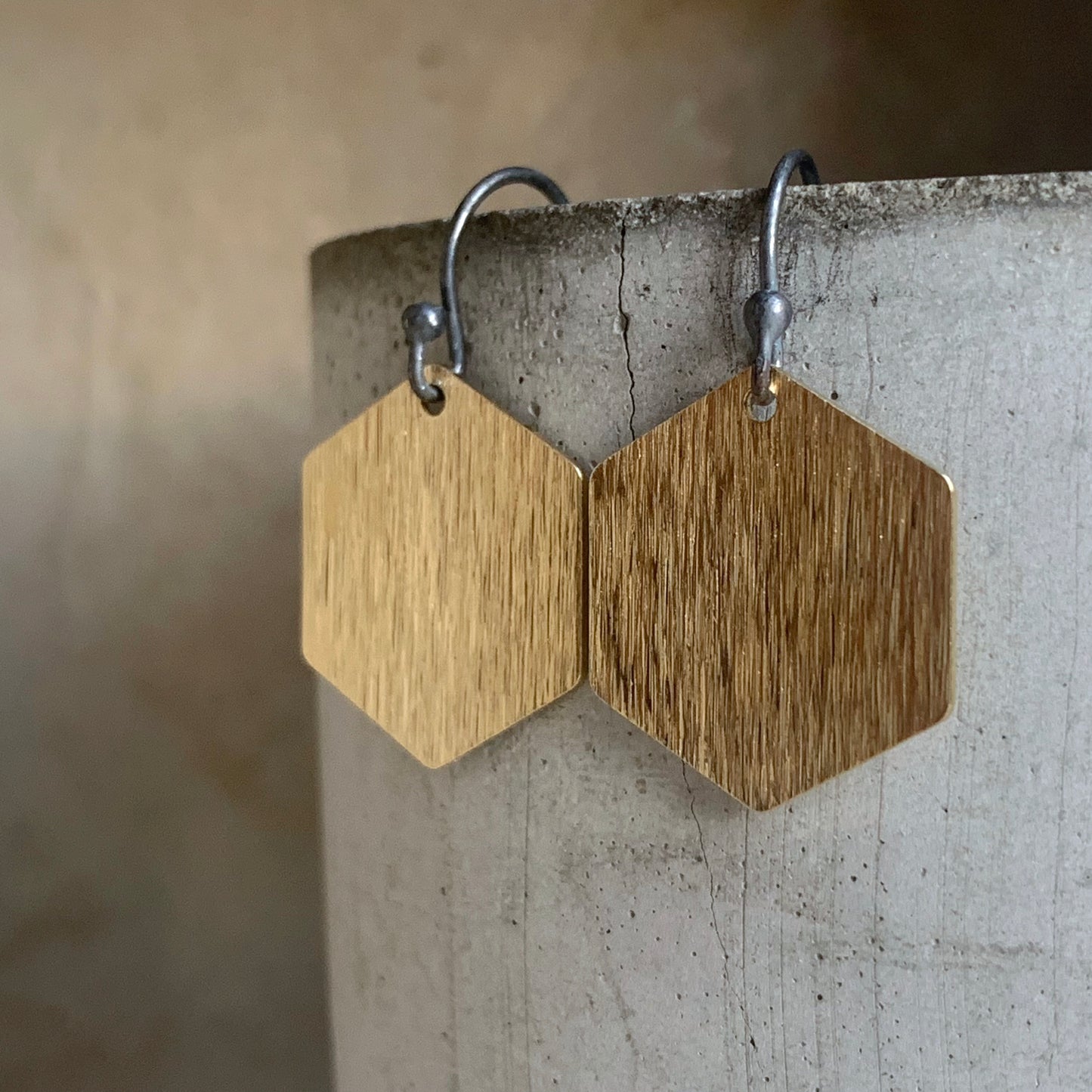 Geometric Brass and Silver Earrings 'Honey – Silver & Brass'