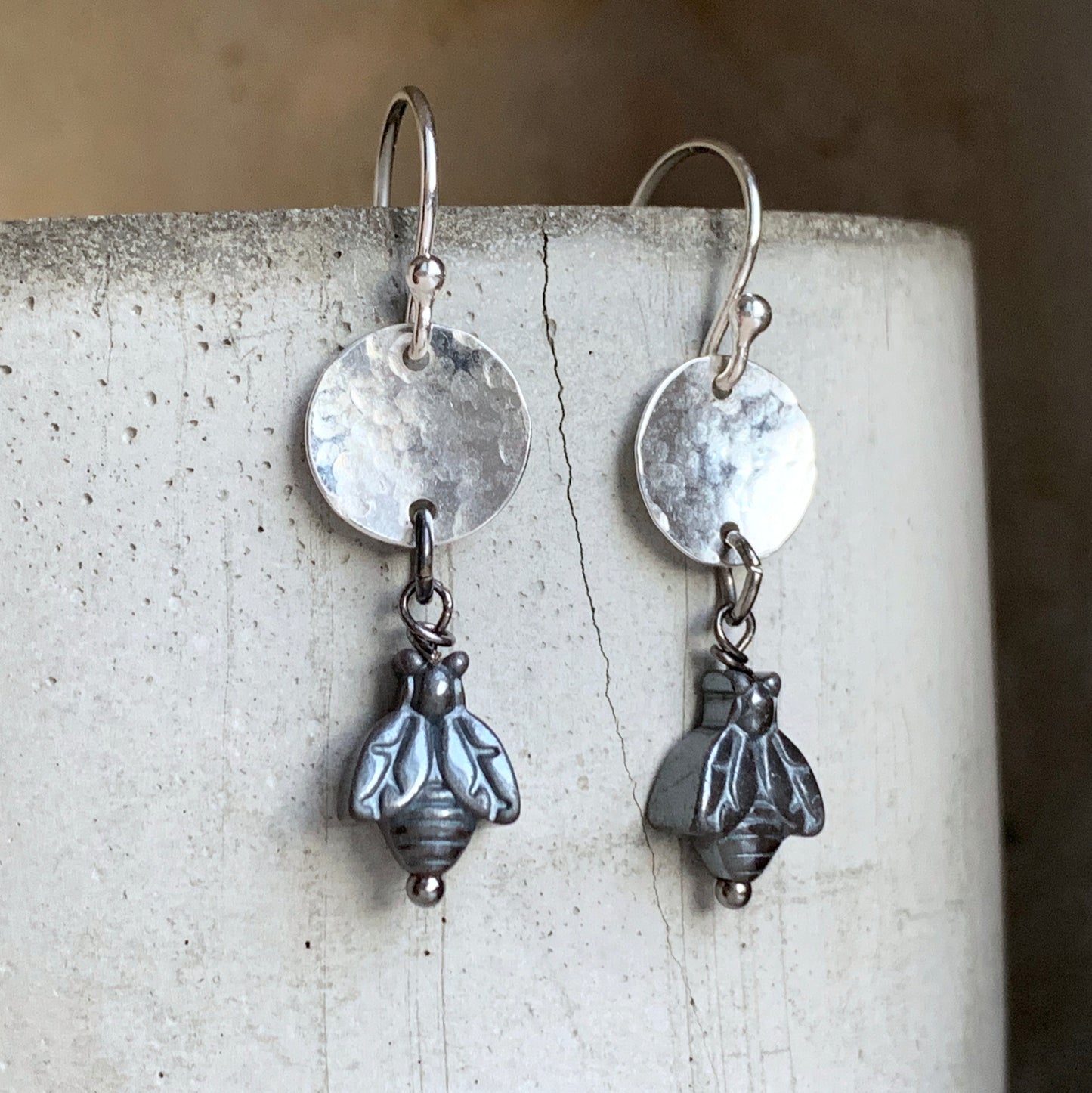 Pendientes de Hematita y Plata 'Moscas'