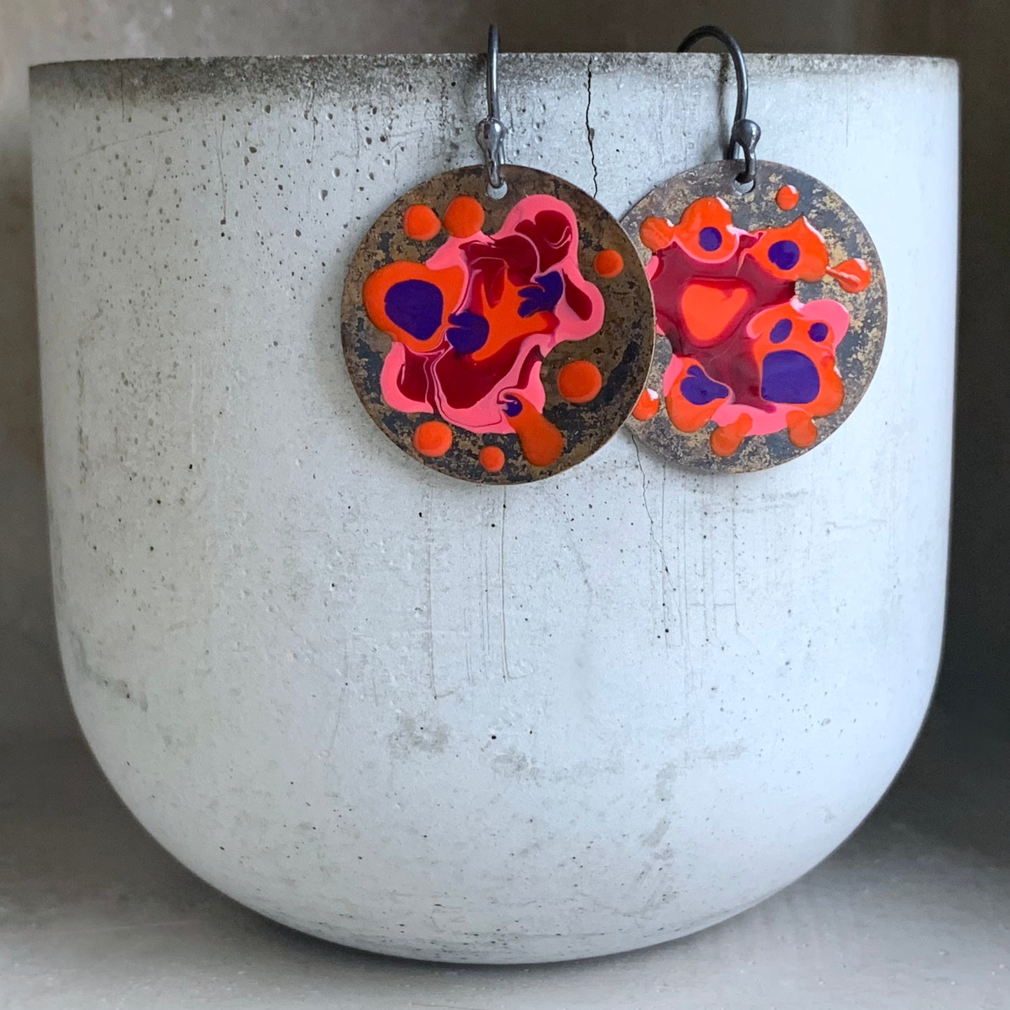 Brass and Silver Earrings 'Sea Creature / Dangerous'