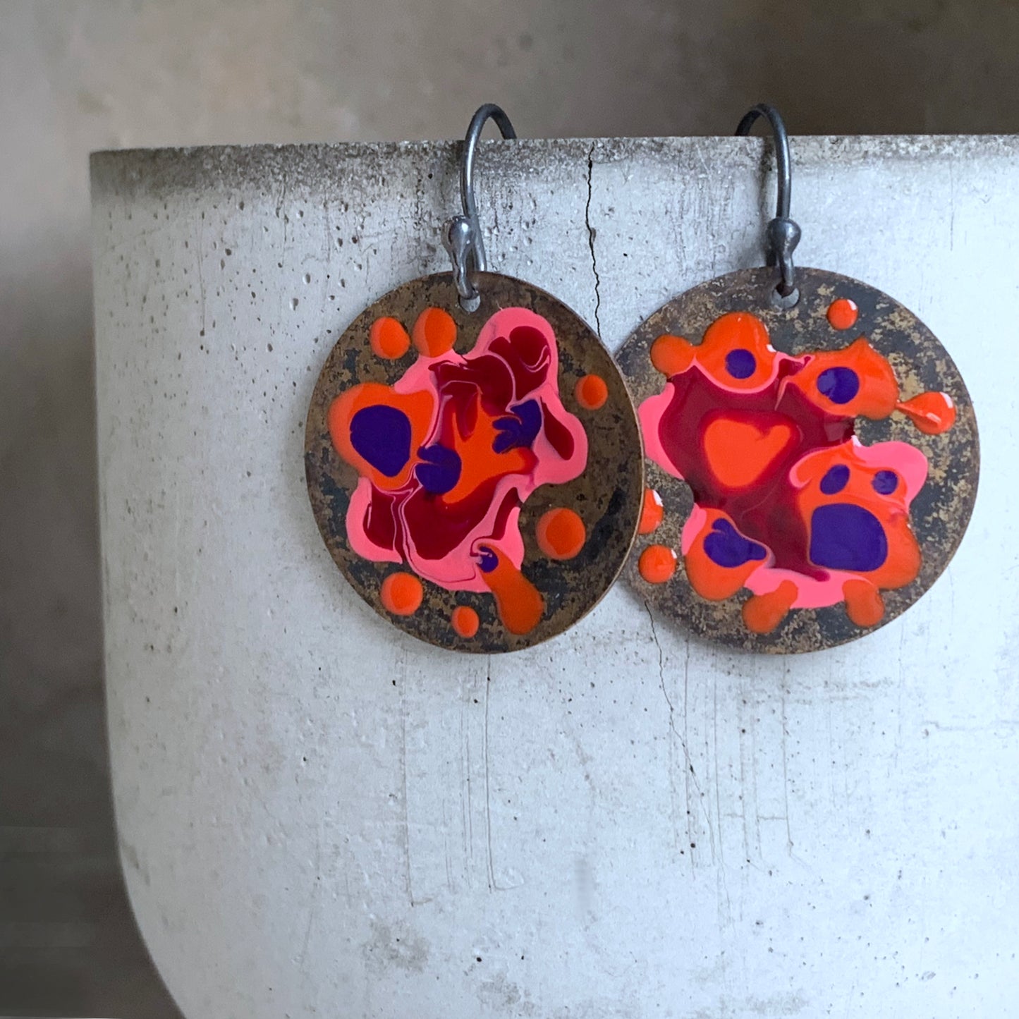 Brass and Silver Earrings 'Sea Creature / Dangerous'