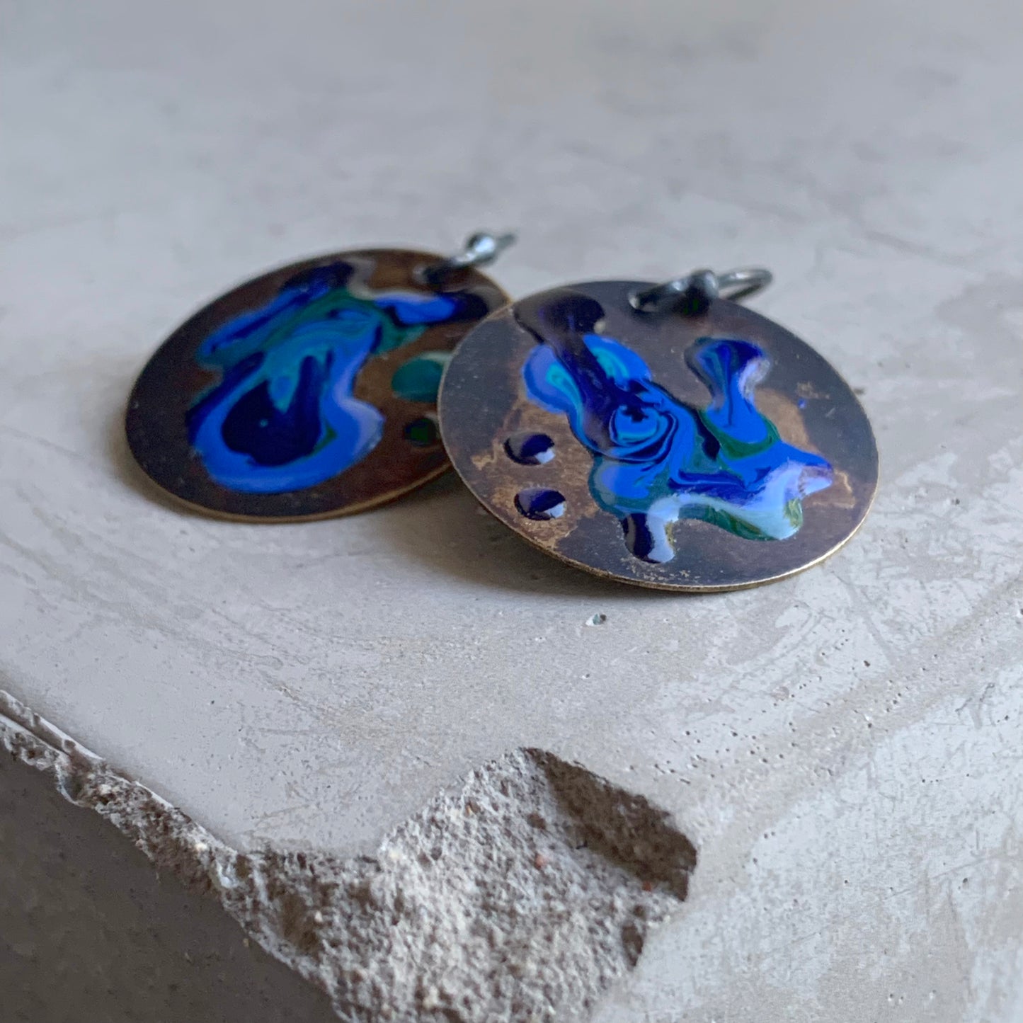 Brass and Silver Earrings 'Sea Creature – Hidden Moray Eel'