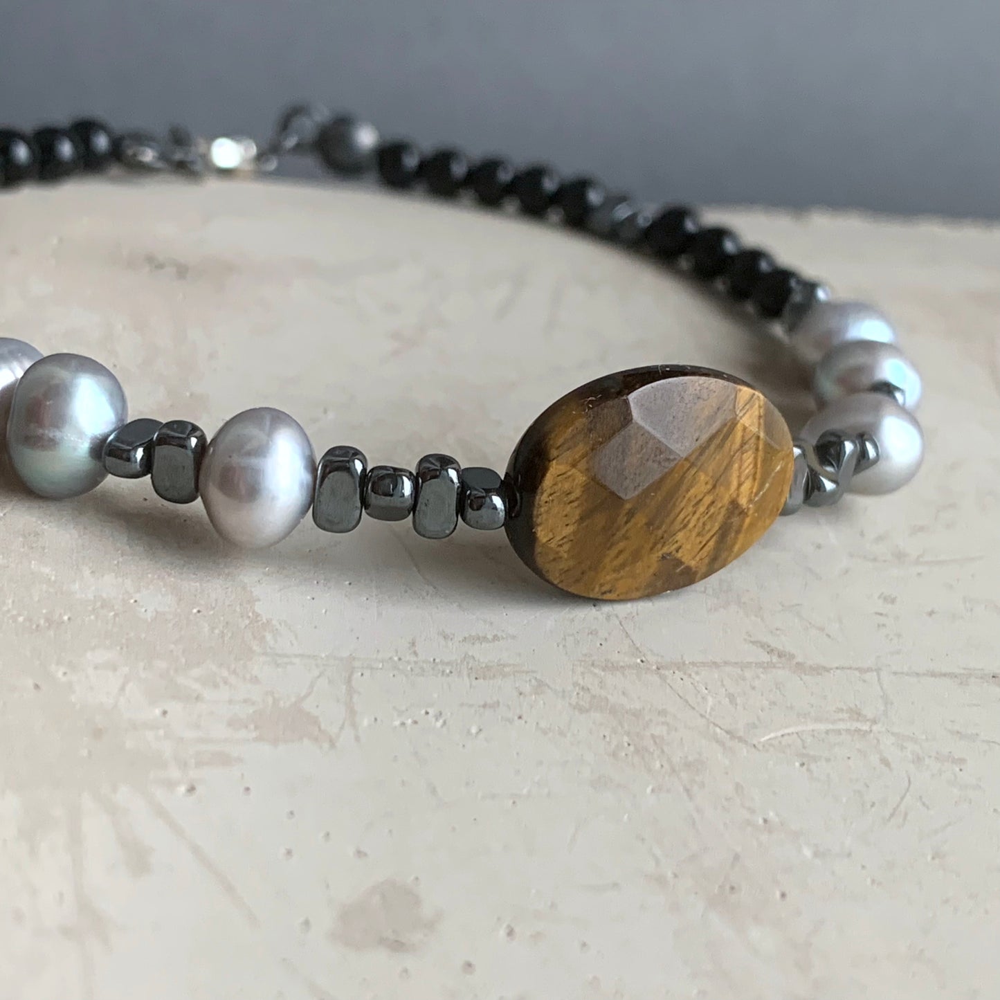 Pulsera con Gemas y Plata 'Con Ojo de Tigre'