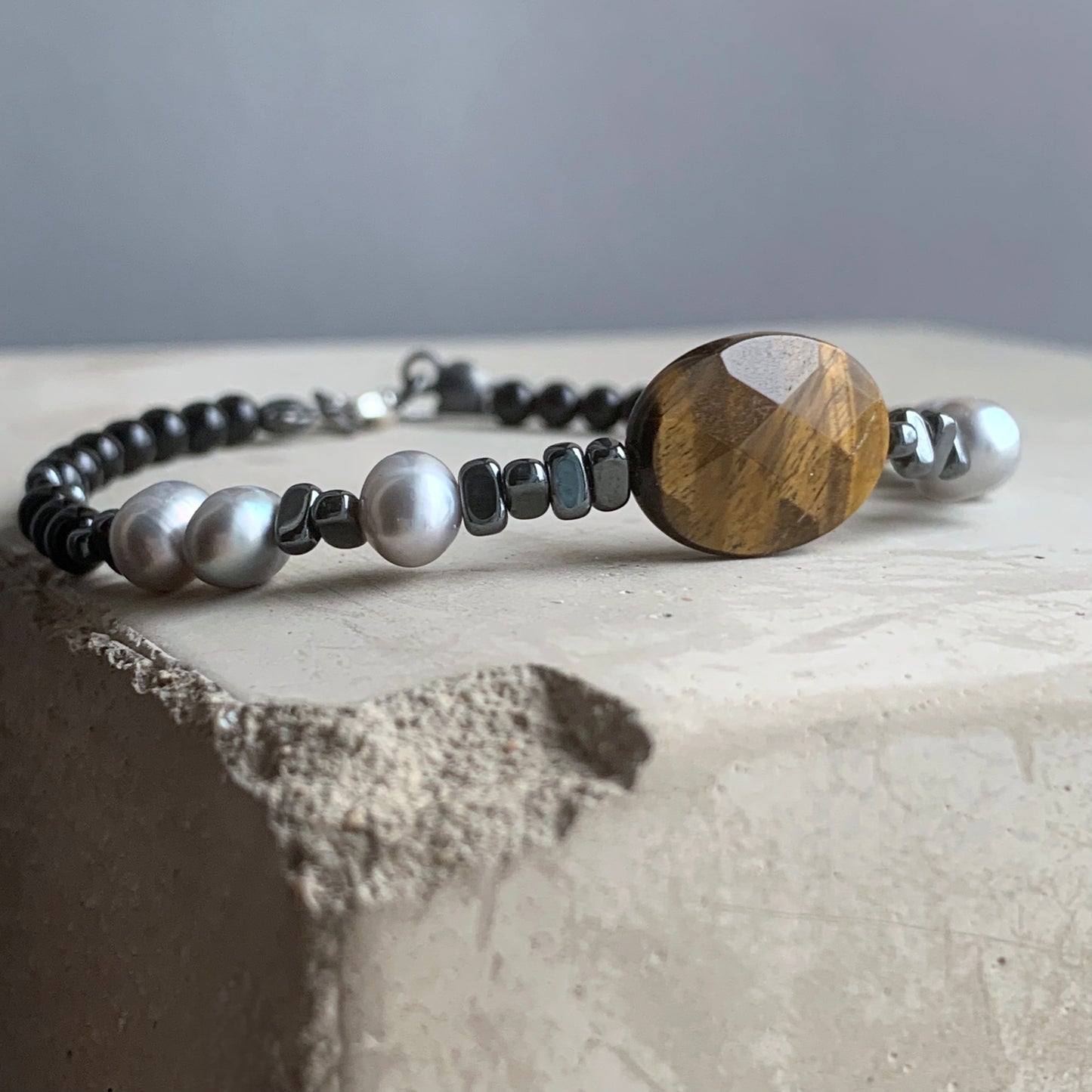 Pulsera con Gemas y Plata 'Con Ojo de Tigre'