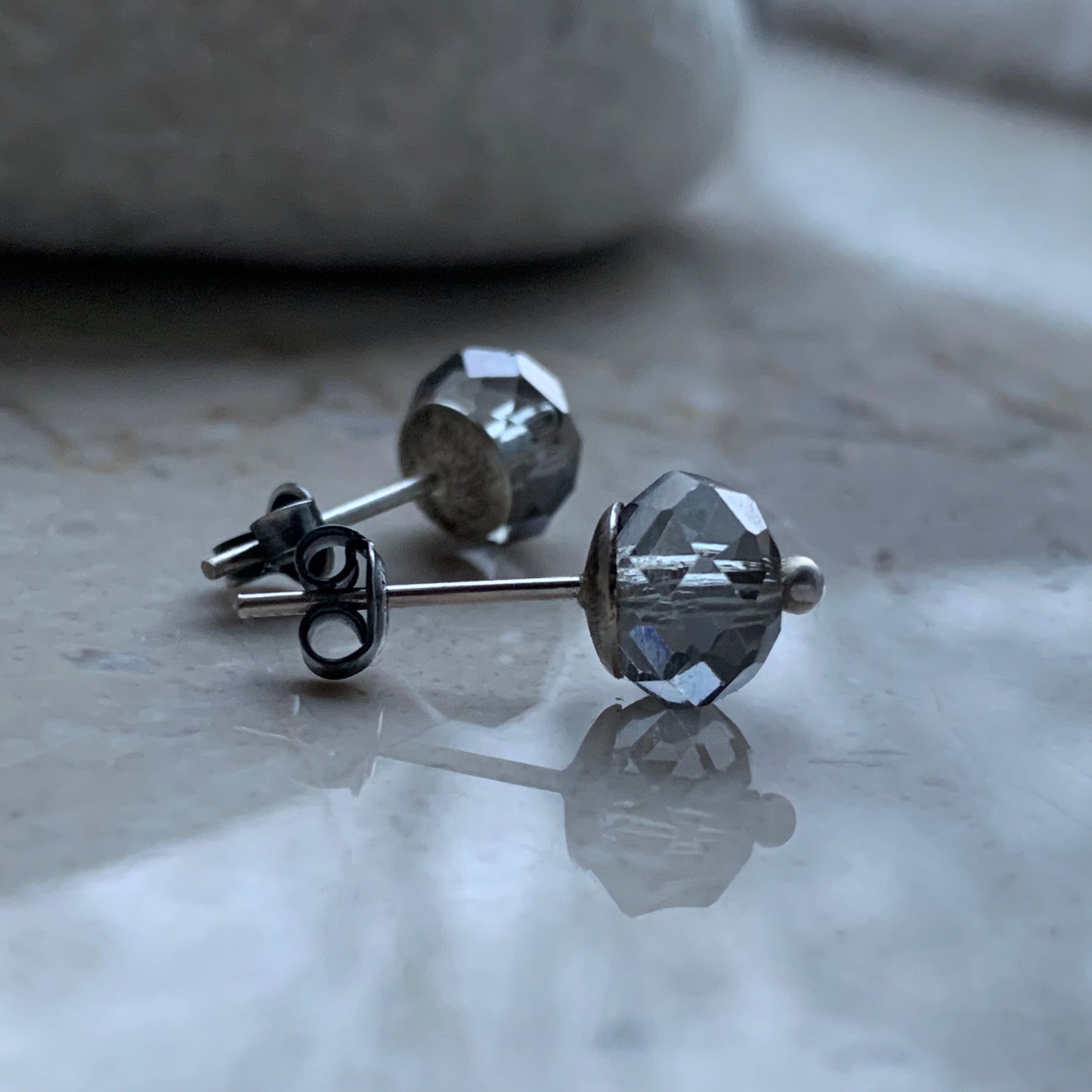 Pendientes de plata de ley y cristal 'Grises Plateados'