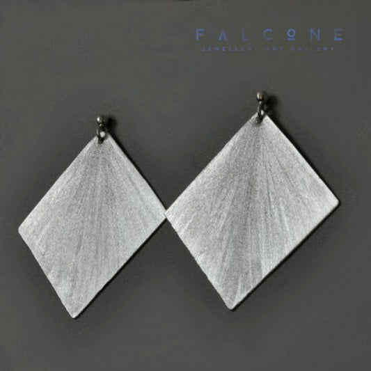 Monochromatic aluminum earrings with silver studs 'Pacific Ocean'