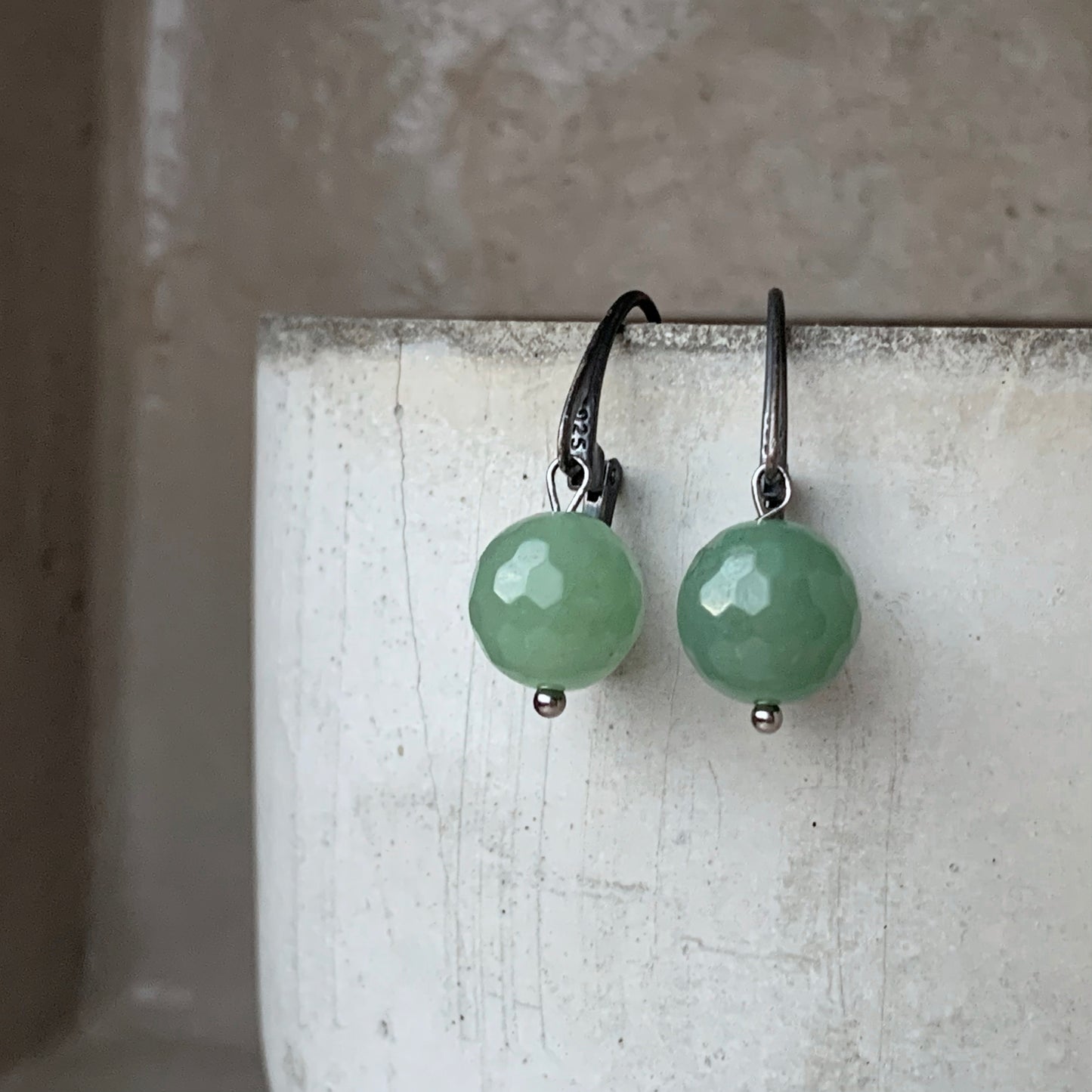 Silver earrings with gemstones 'Noble Jadeites'