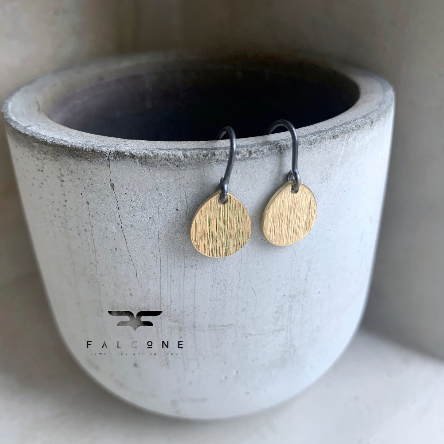 Earrings in brass and silver 'Midas Tears'