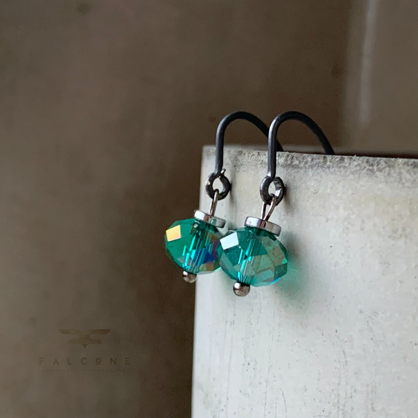 Earrings of glass and silver 'Turquoise Lanterns'
