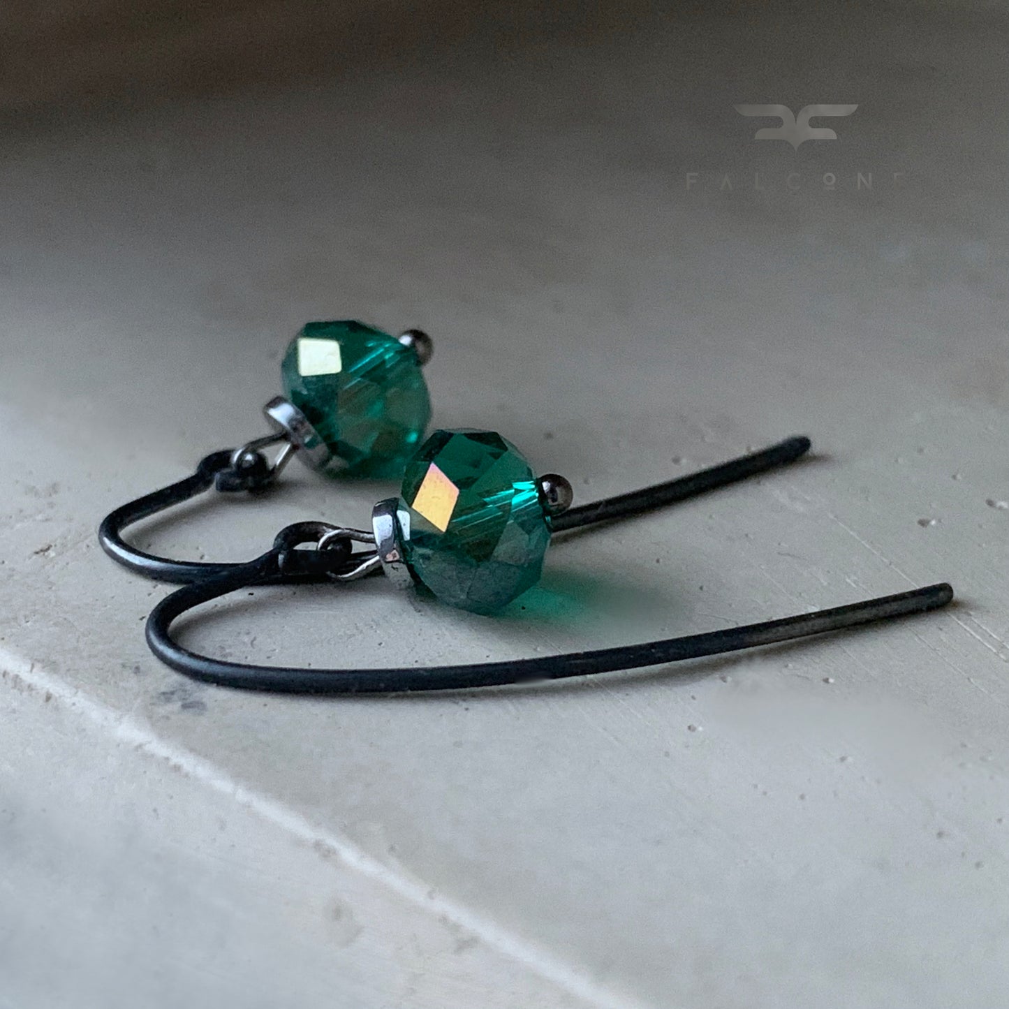 Earrings of glass and silver 'Turquoise Lanterns'