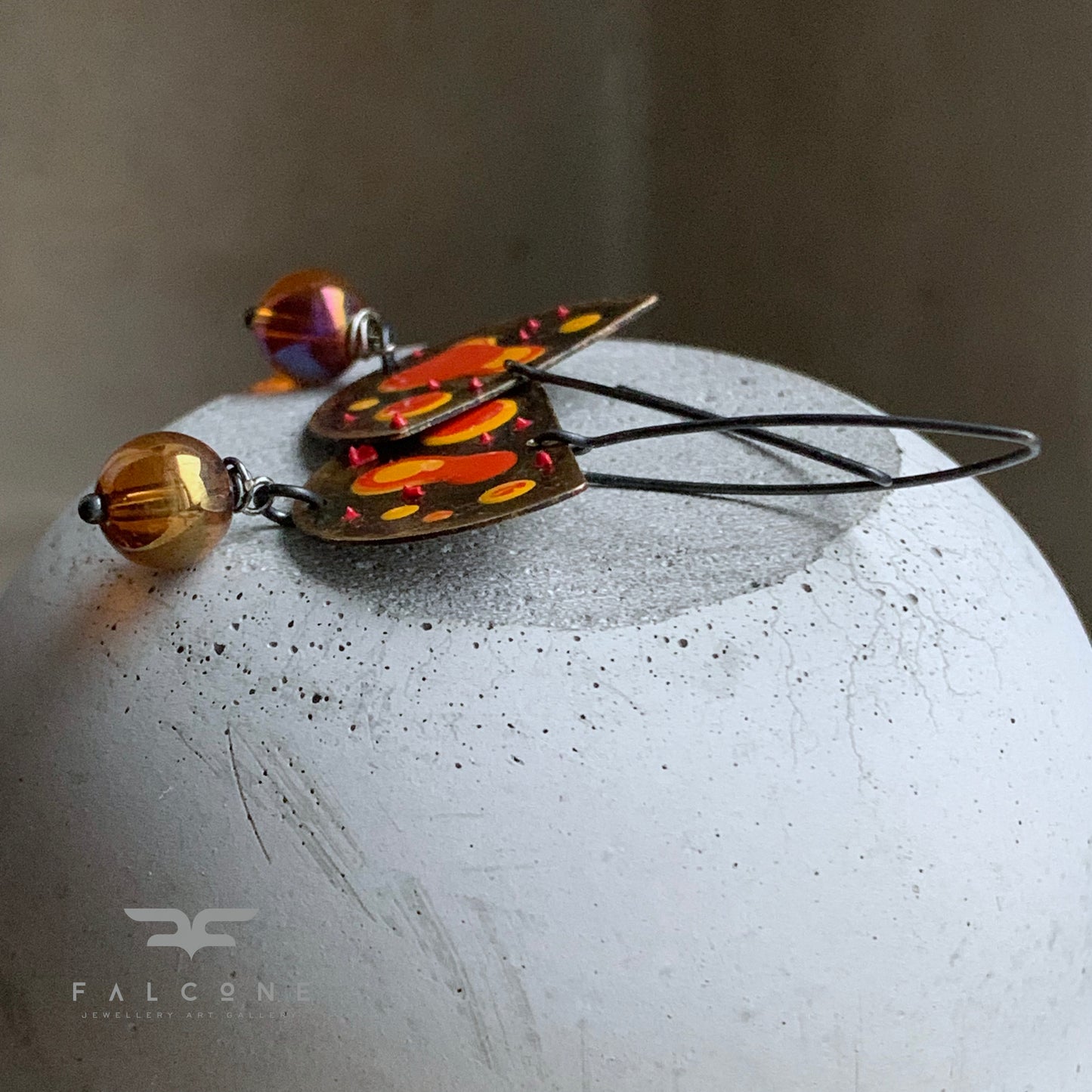 Brass and Silver Earrings 'Sea Creature / Orange Dangerous'