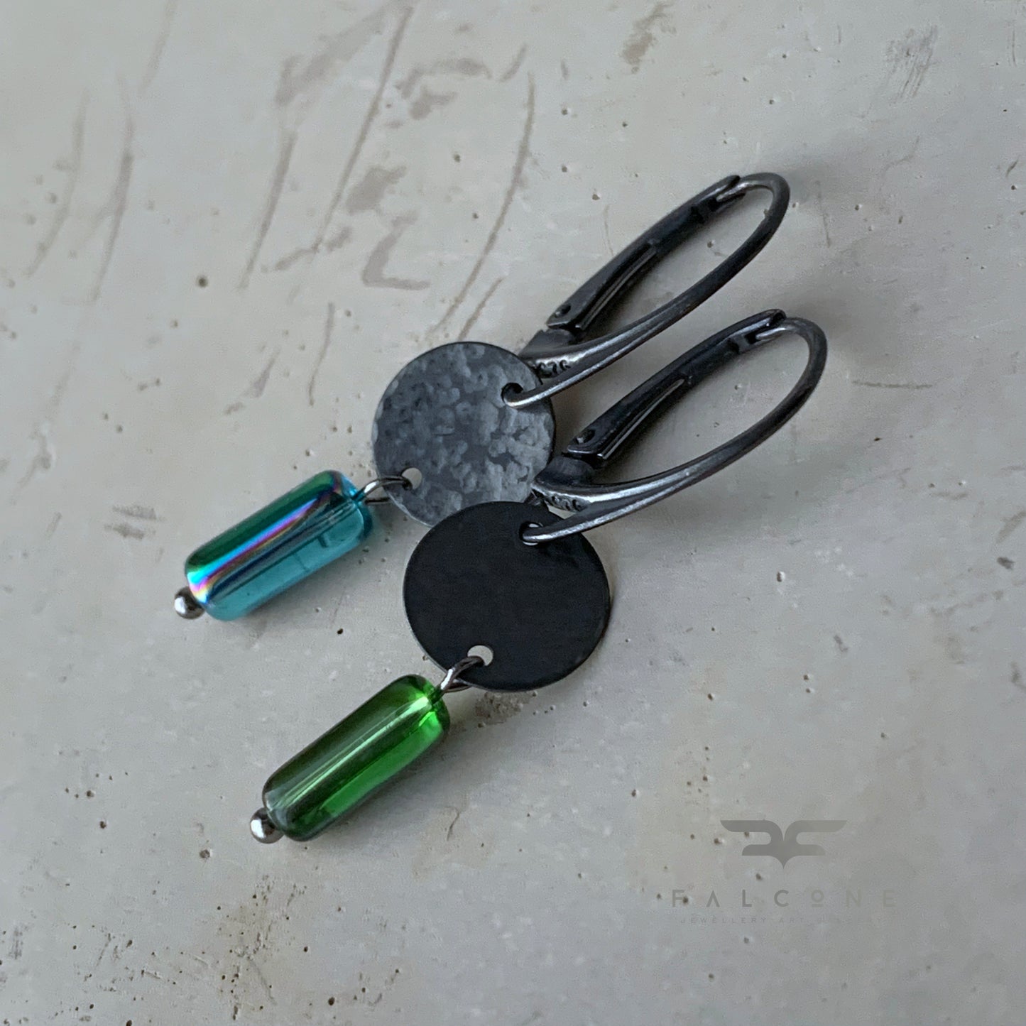 Earrings from silver and glass 'Elves'