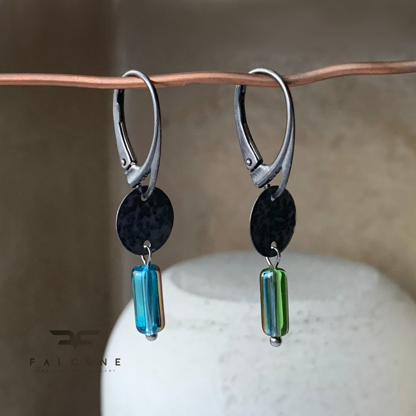 Earrings from silver and glass 'Elves'