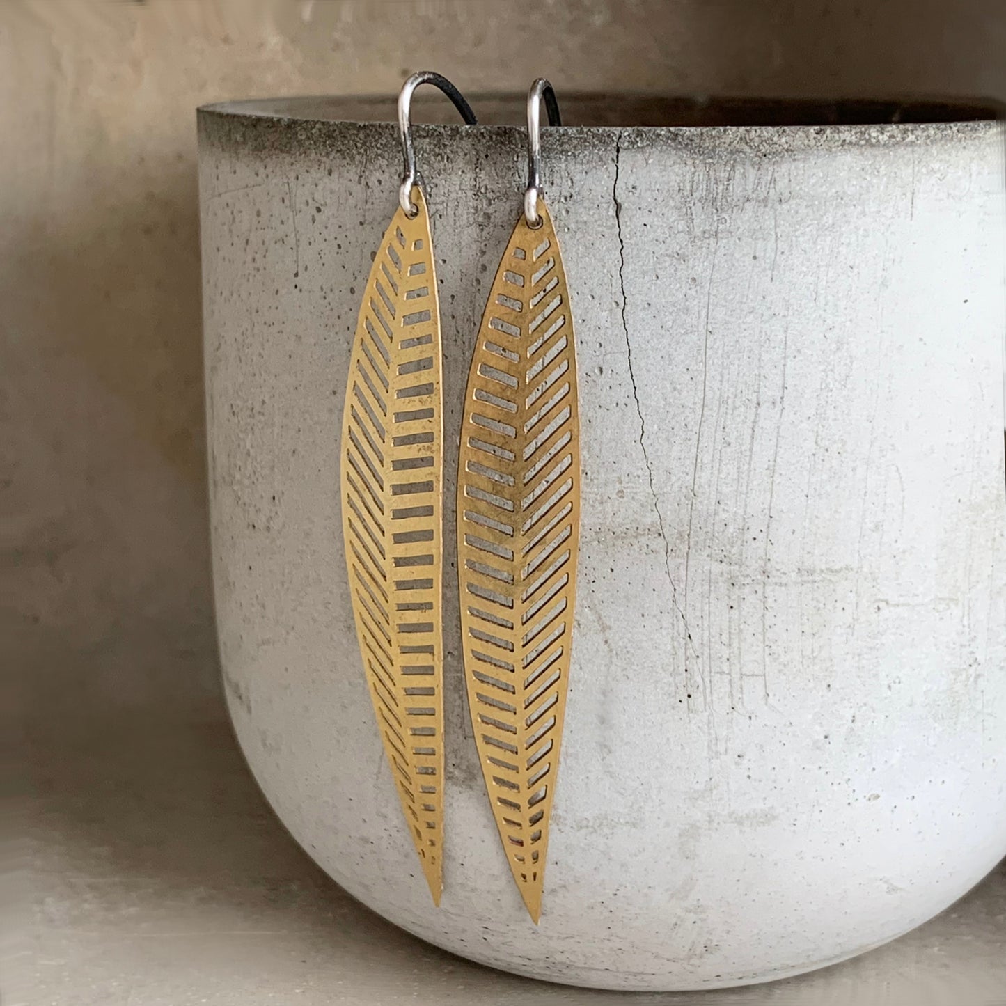 Brass and Sterling Silver Feather Earrings 'Dancing with the Wind'