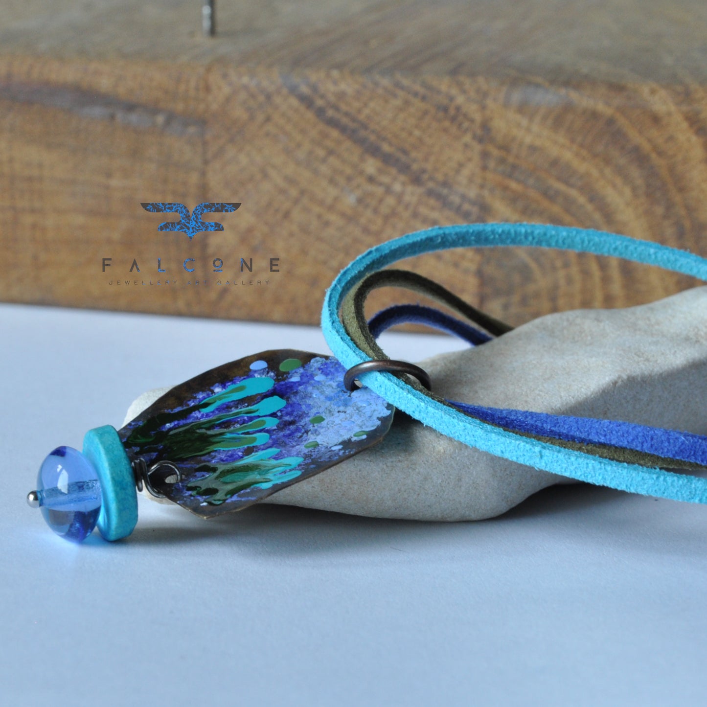 Handmade brass, copper and silver necklace 'In the Depths of the Ocean'