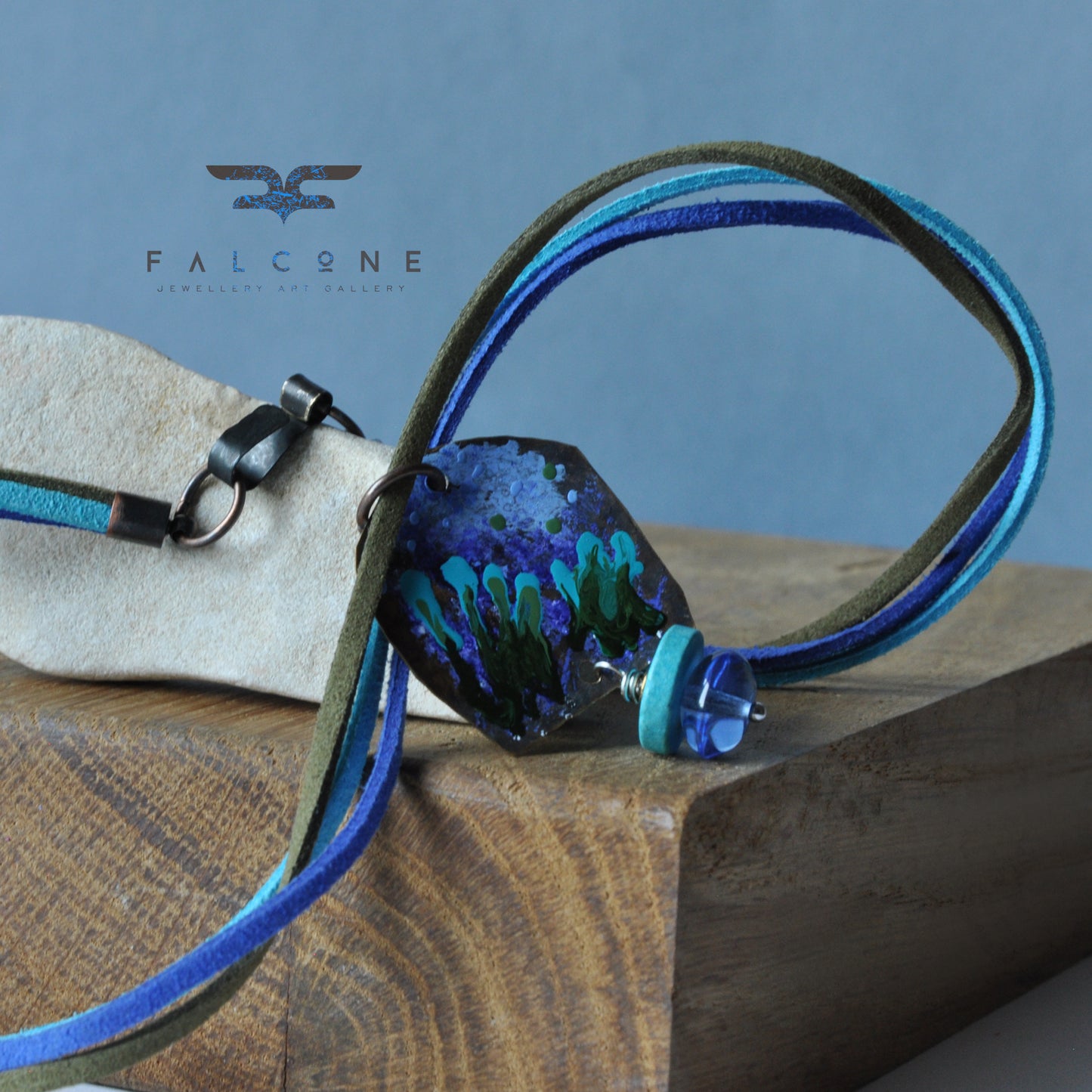 Handmade brass, copper and silver necklace 'In the Depths of the Ocean'